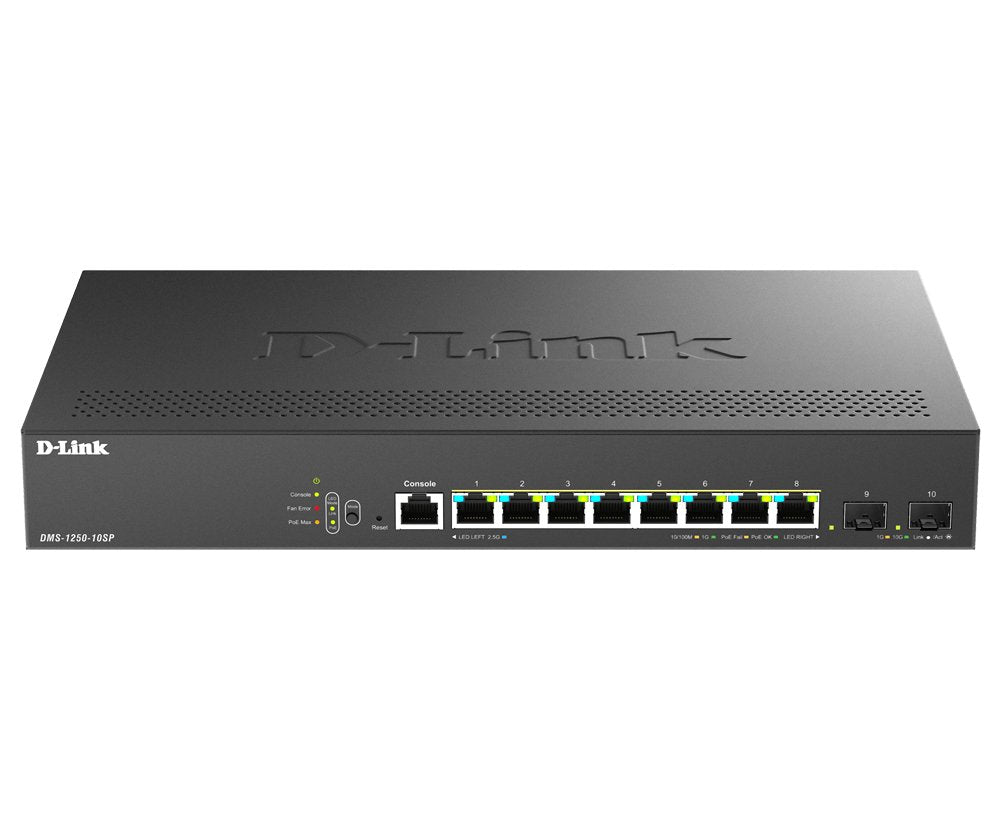 Switch Gestionable D-Link Dms-1250-10sp 8x Multigigabit 2.5g Poe+ 2x10g Sfp+ 240w