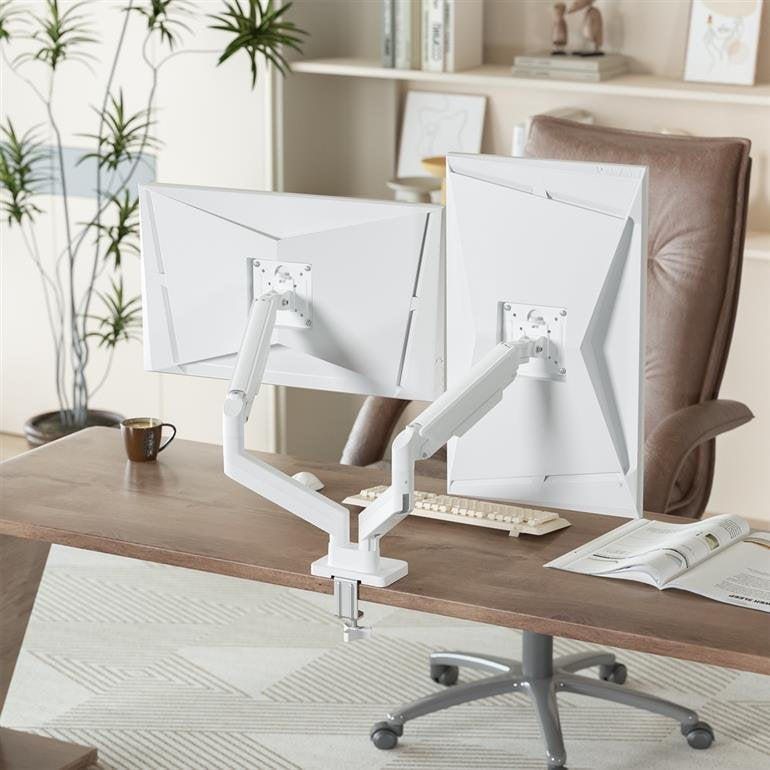 Gembird Desk Mounted Adjustable Double Monitor Arm 17-32" White