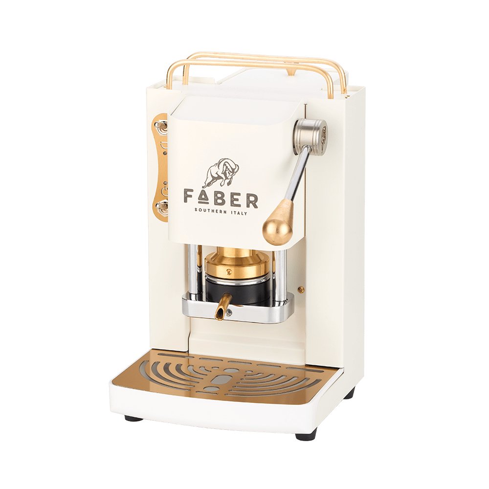 Faber Pro Mini Deluxe Ese Pad Espressomaschine Pure Blanco Messing