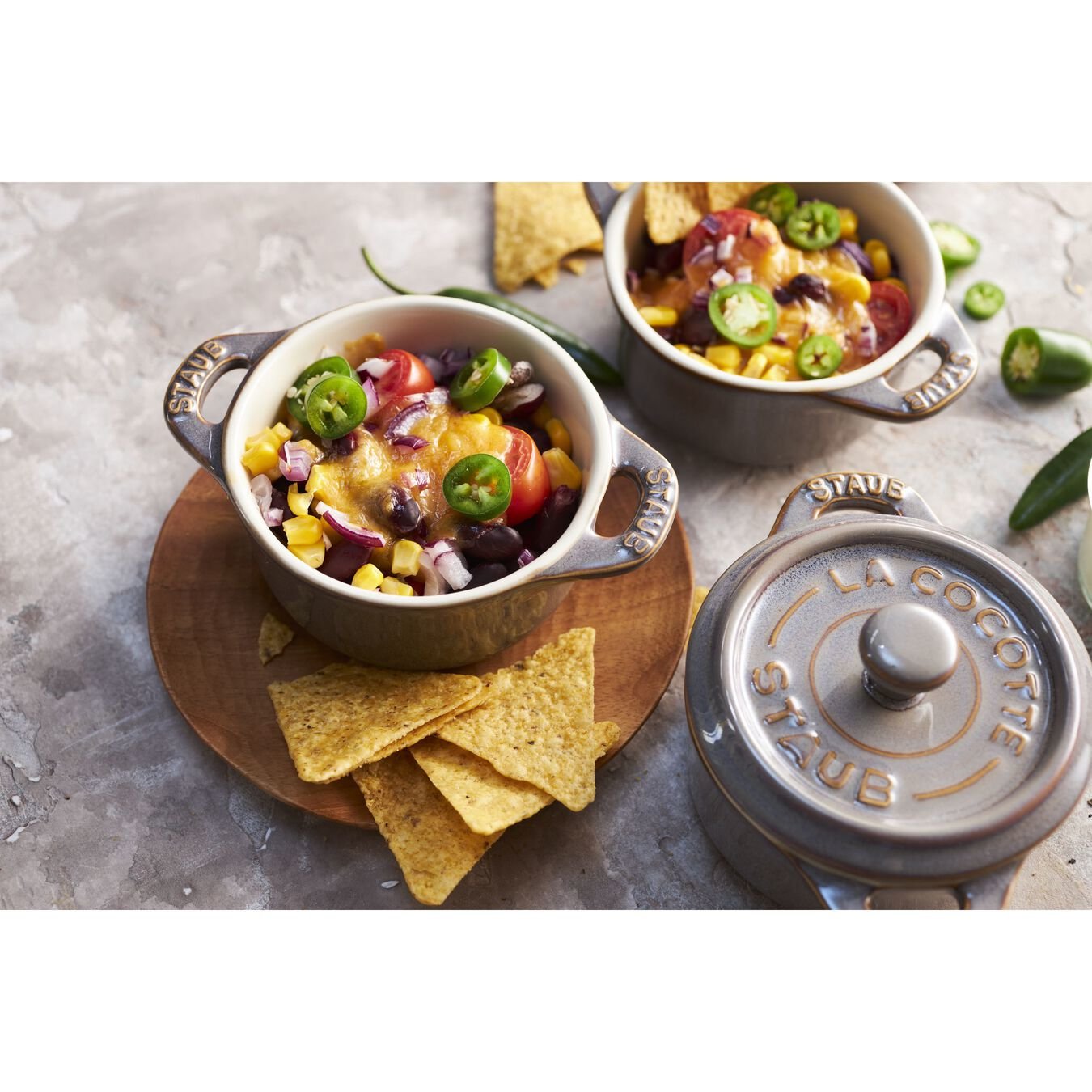 Staub Mini Cocotte Set 4-Tlg. Rund, Keramik, Antik-Grau