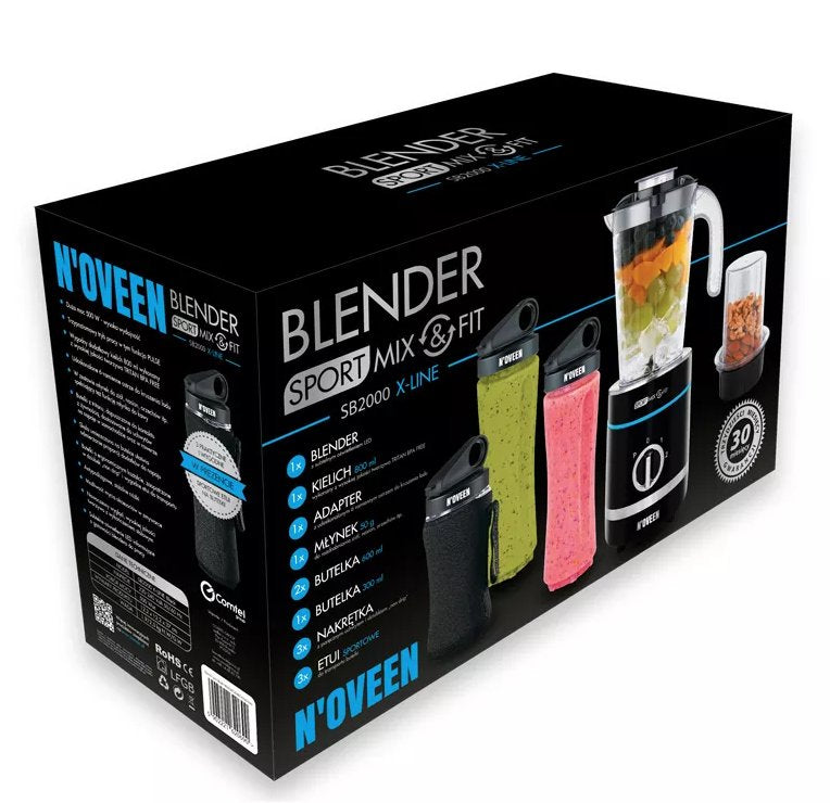 EAN 5902221620690 - Noveen SB2000 0,8 L Licuadora de vaso 500 W Negro, Transparente imagen 8