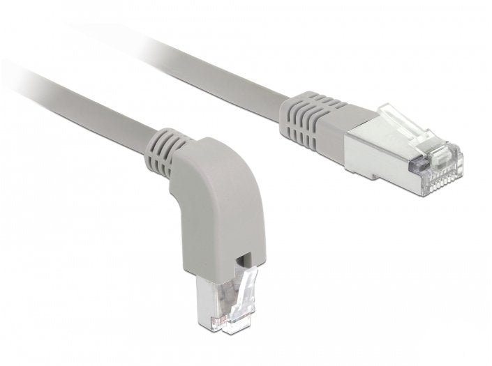 Cable De Parche De Delock Rj-45 Cat.6a S/Ftp Grey, 1 Metro, 1x Recto, 1x Conector En Ángulo Debajo De Abajo 85874