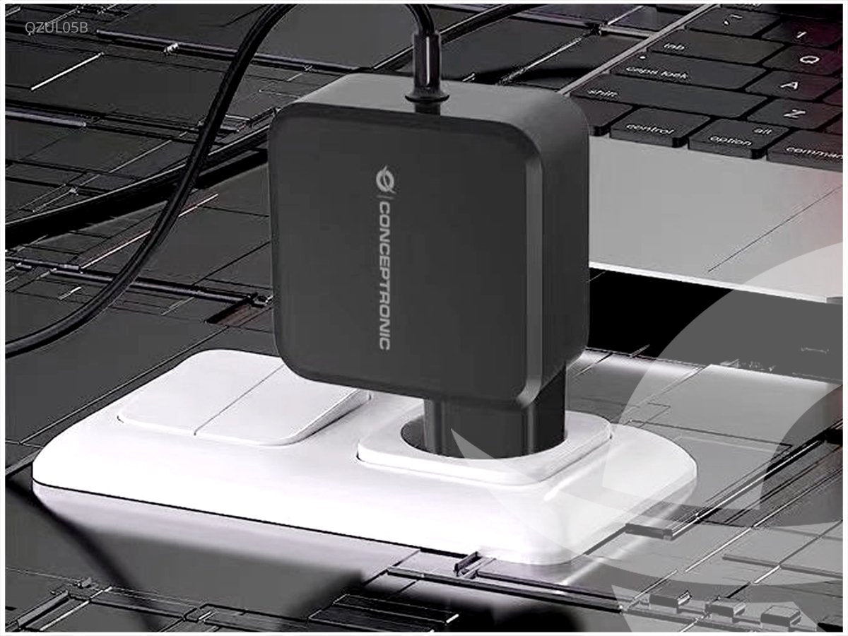 Cargador De Pared Conceptronic Ozul05be 100w Gan Pd Cable Usb-C Incorporado