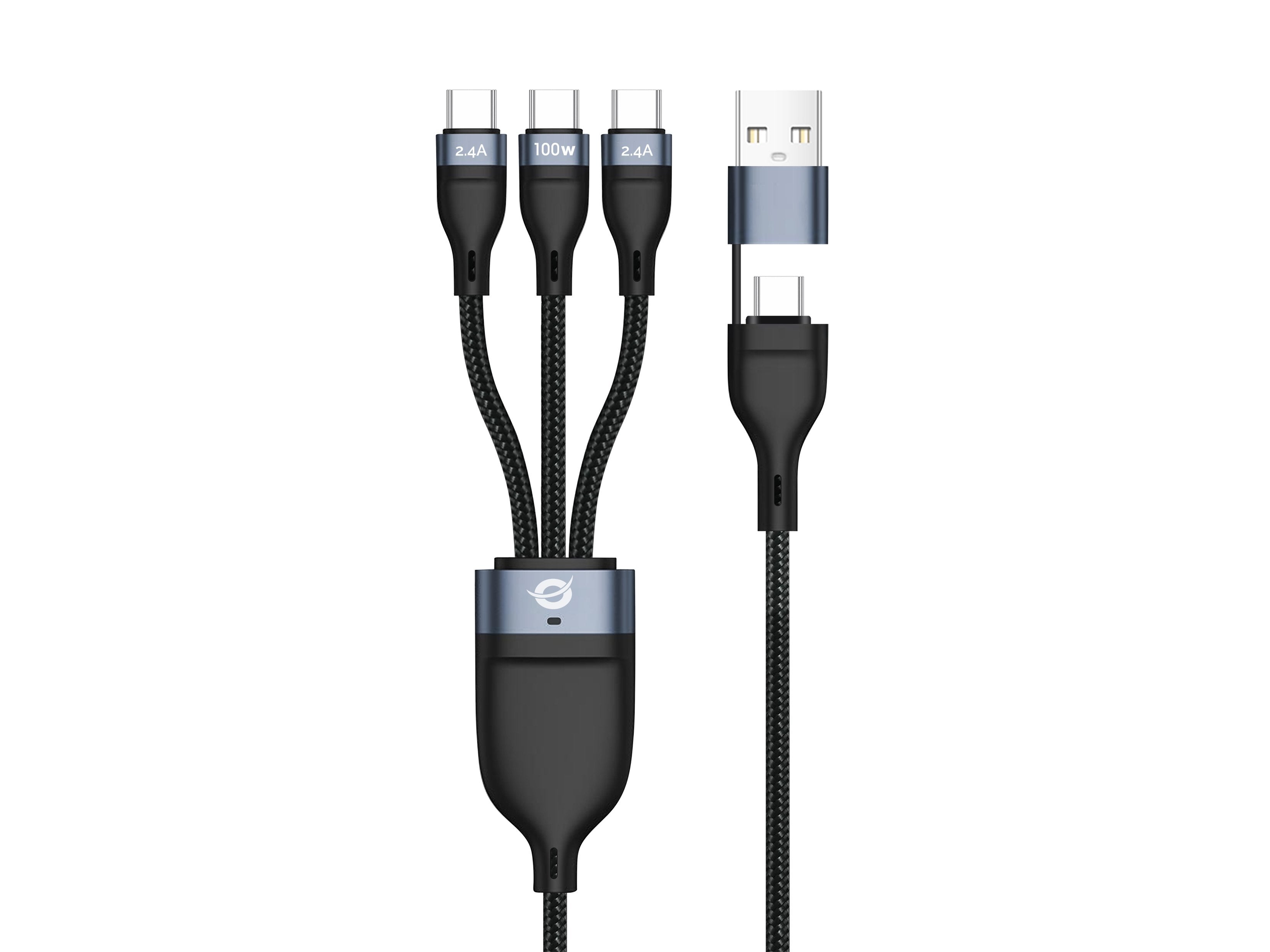 Cable Usb-C Macho A 3xusb-C Macho 100w 1.50m Adaptador A Usb-A
