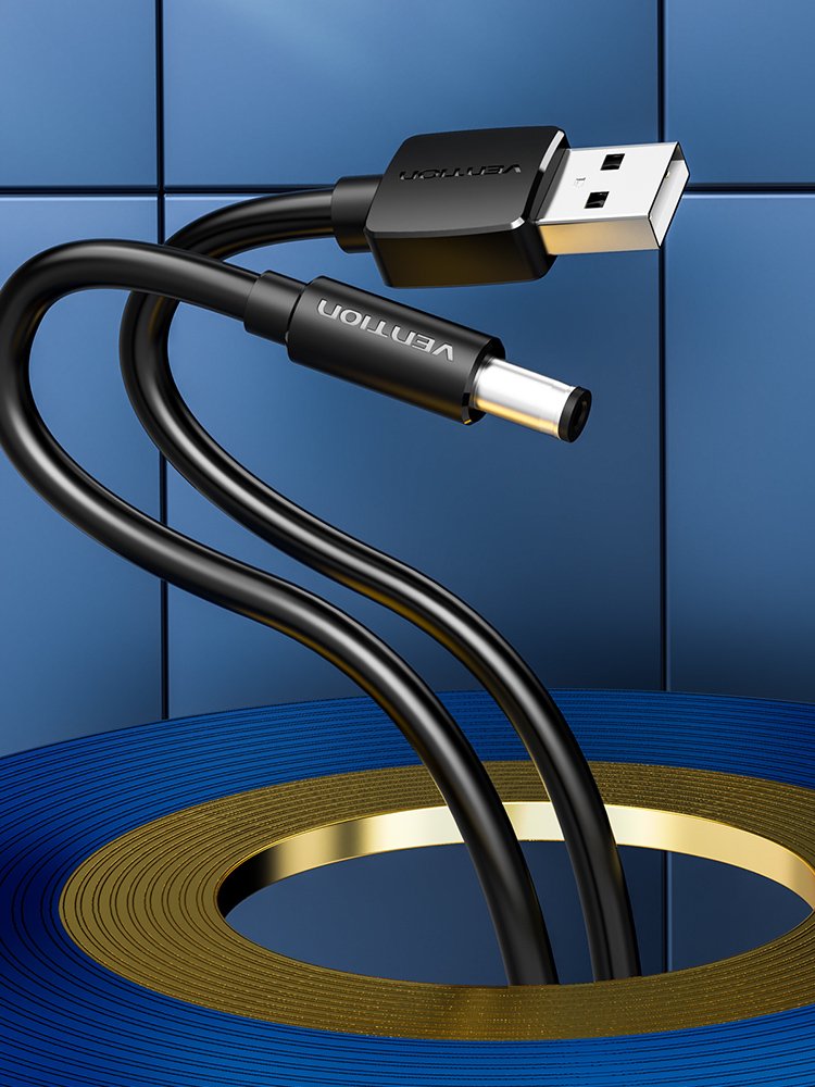 Cable Alimentación Vention Ceybf Usb-A Macho Dc 5.5mm 1m Negro