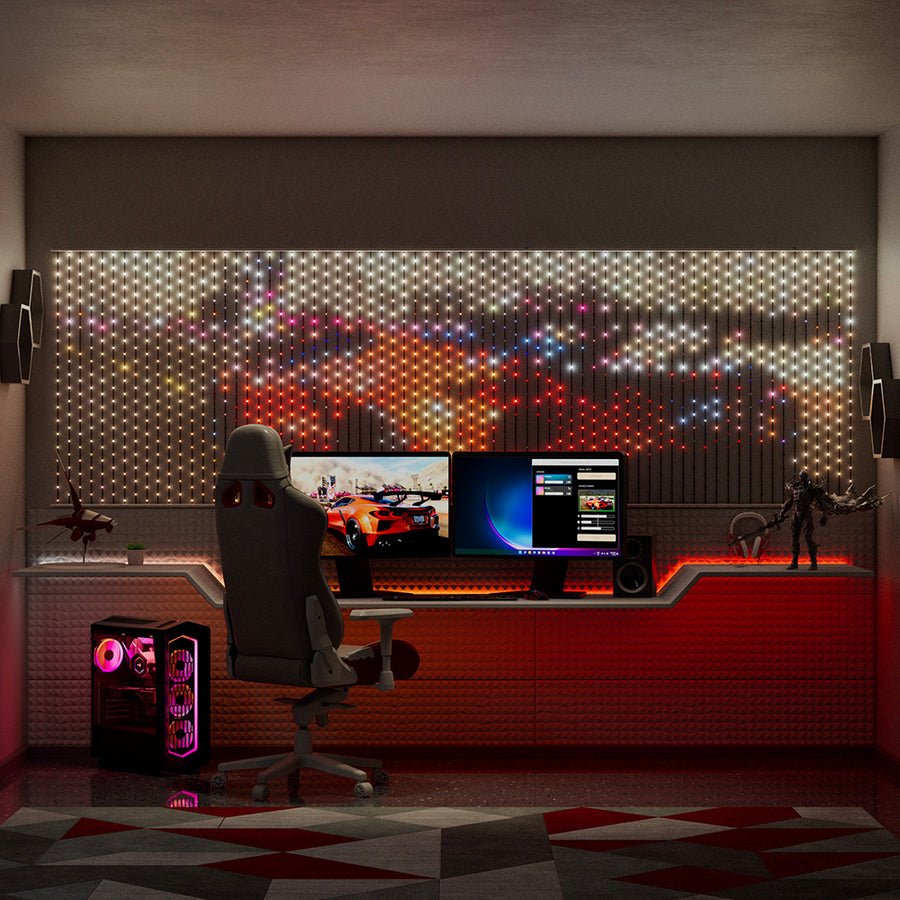 Twinkly Matrix - 500 Luces Led Rgb En Forma De Perlas, Cable Transparente, 1.7x7.8ft Enchufe Tipo F