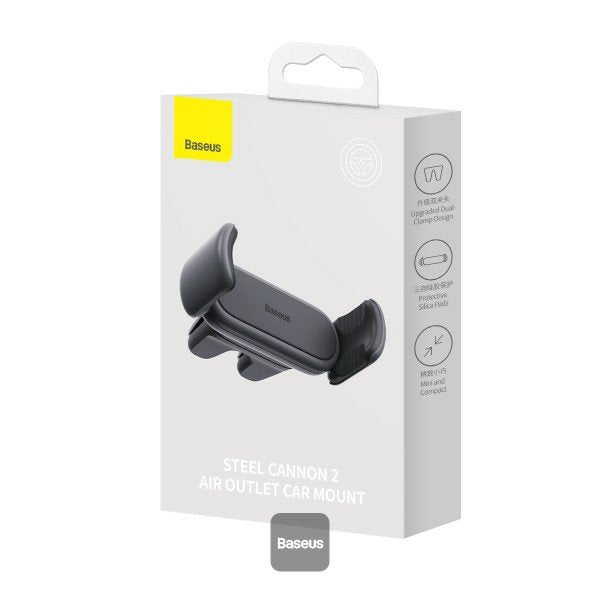 Soporte Para Smartphone Baseus Car Mount Steel Cannon 2 Para Rejilla De Ventilación De 4,7 A 6,76 Pulgadas, Negro (Sugp000001)