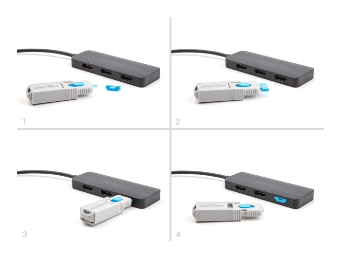 Delock 20924 Juego De Bloqueadores Para Puertos Hdmi Hembra 4 Piezas + Herramienta De Bloqueo