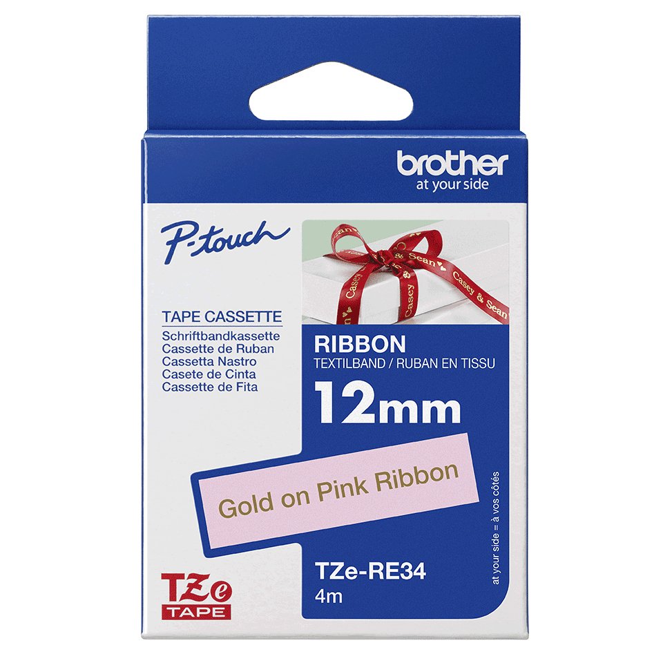 EAN 4977766770347 - Brother TZE-RE34 cinta para impresora de etiquetas Oro sobre rosa imagen 6