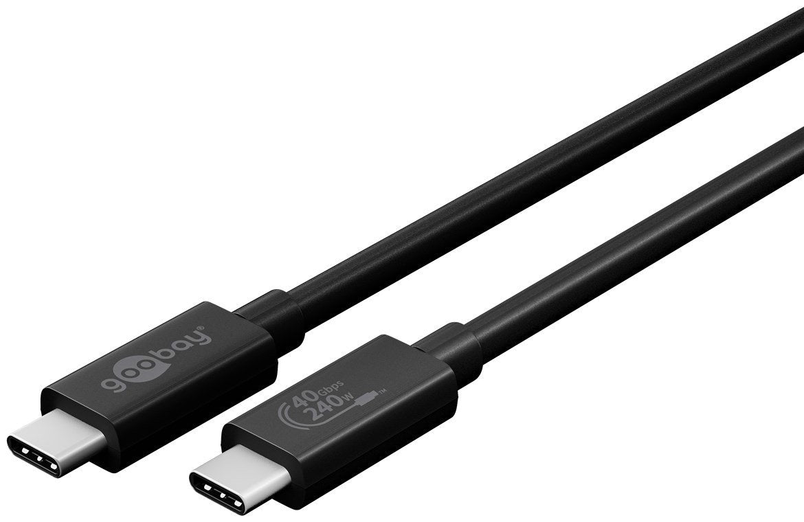 Cable De 0,70m Usb 4 G3x2 40gbps Pd240w Usb-C Macho A Usb-C Macho Negro Video 8k@60hz Datos Y Carga