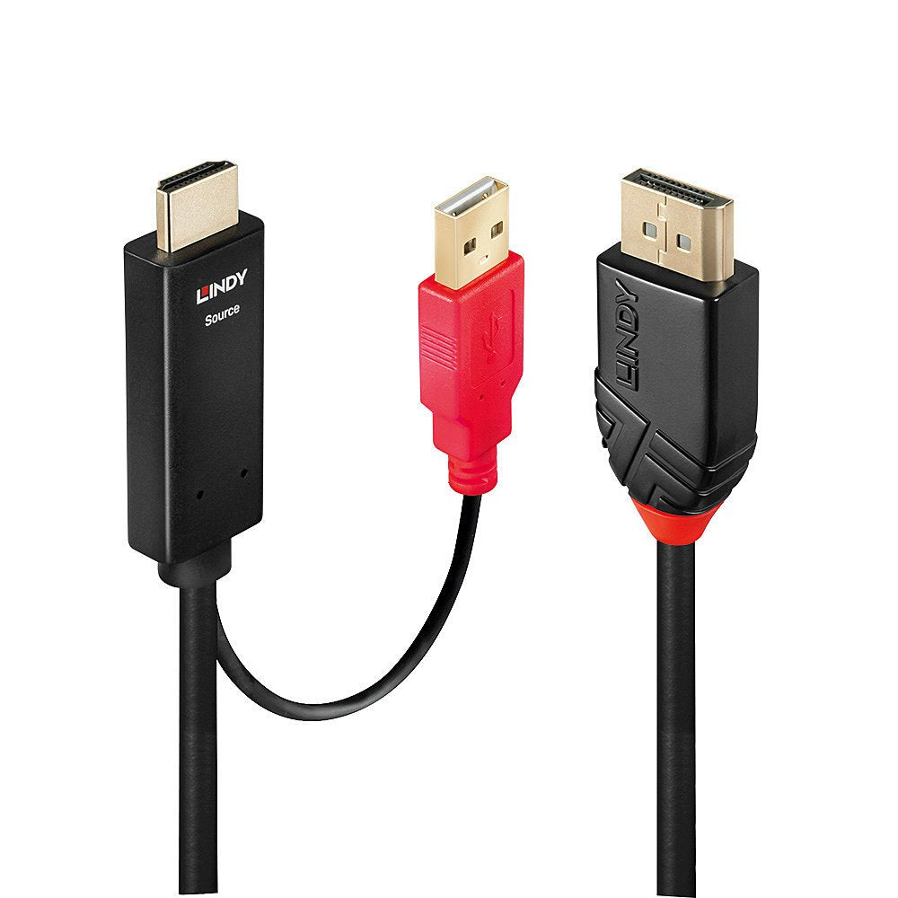 Lindy 41425 Adaptador De Cable De Vídeo 1 M Displayport Hdmi + Usb Negro