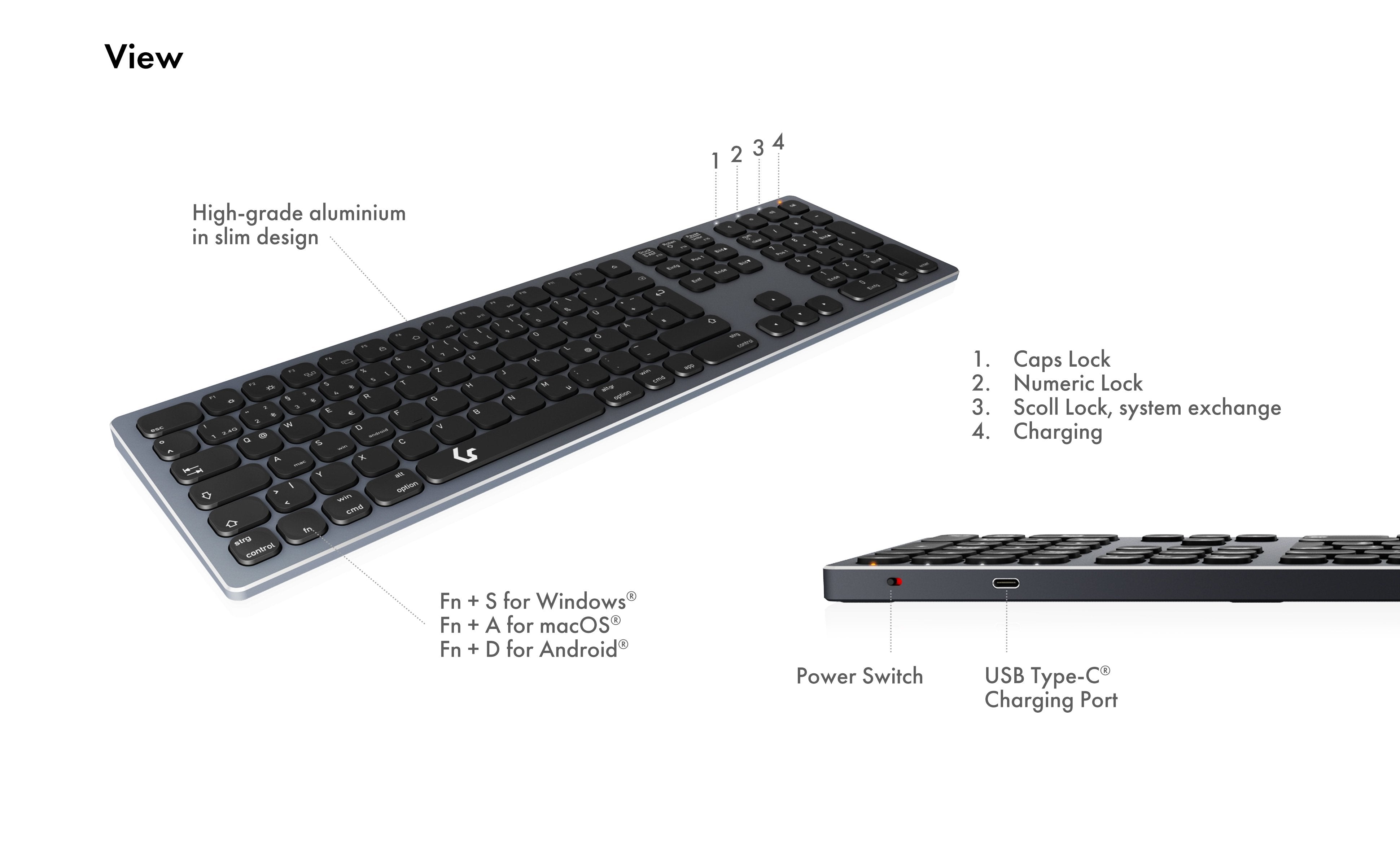 Keysonic Ksk-8023btrf, Teclado Antracita/Negro, Disposición De, Membrana Tipo X 60939