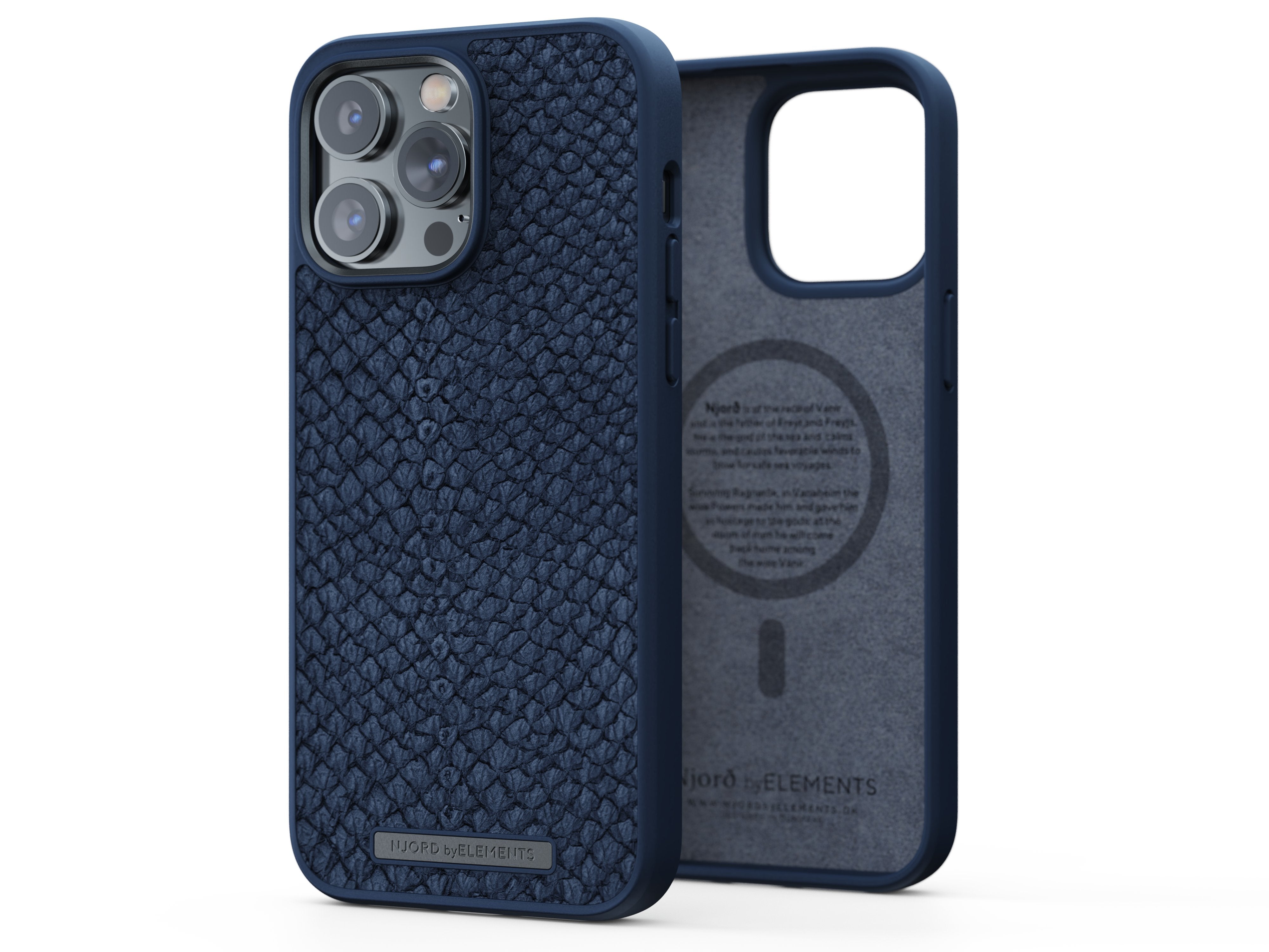 Njord Byelements Salmon Leather Magsafe Case - Iphone 14 Pro Max - Blue