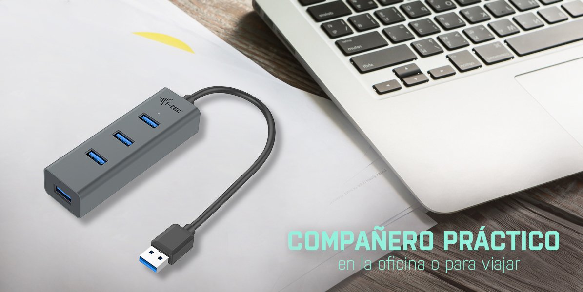 I-Tec Hub 4 Puertos Usb 3.0 Metal Sin Adaptador De Corriente Ideal Para Portatiles Ultrabook Pc Soporte Gane Und Mac Os