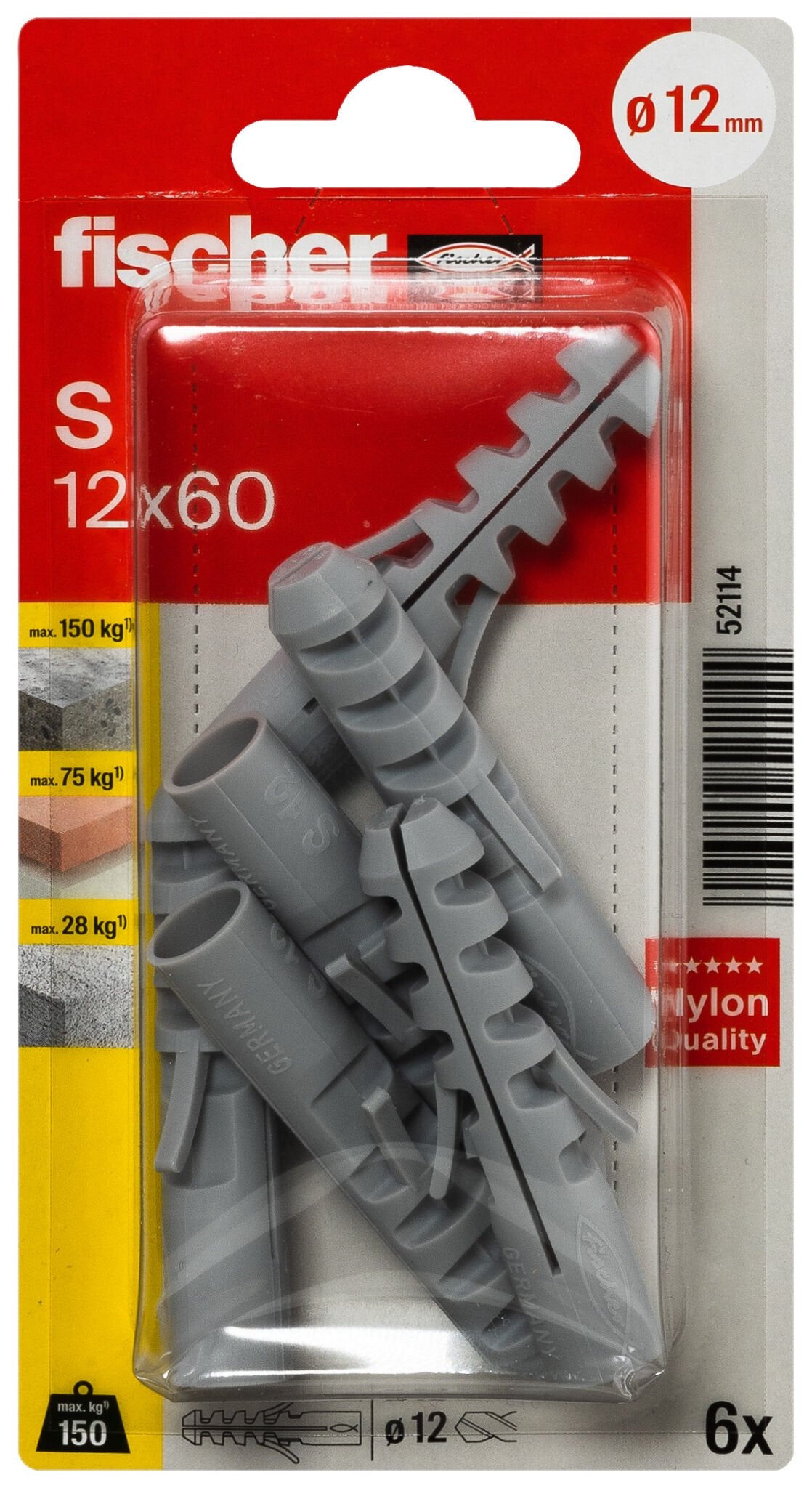 EAN 4006209521144 - Fischer 52114 tornillo de anclaje y taco 6 pieza(s) imagen 2