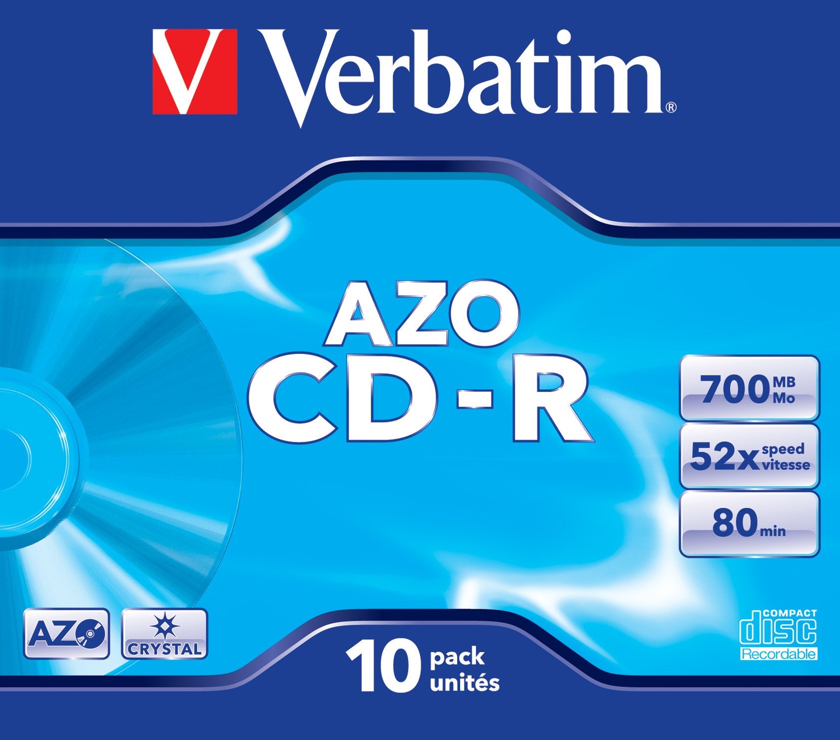 EAN 0023942433279 - Verbatim CD-R AZO Crystal 700 MB 52x 10 pieza(s) imagen 2