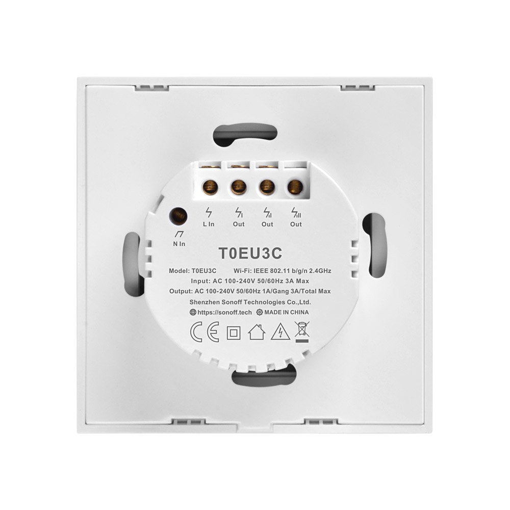 Interruptor De Luz Táctil Wifi Sonoff T0 Eu Tx (3 Elementos)