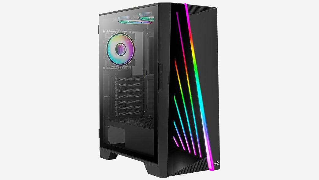 Caja Semitorre Atx Aerocool Mirage V2 Rgb Con Panel De Cristal (Negro)