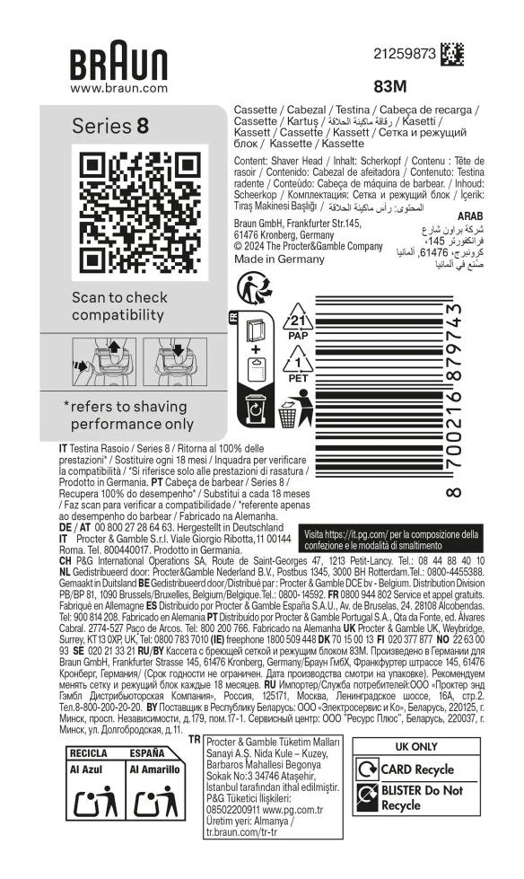 EAN 8700216879743 - Braun Series 8 83 M Cabezal para afeitado imagen 2