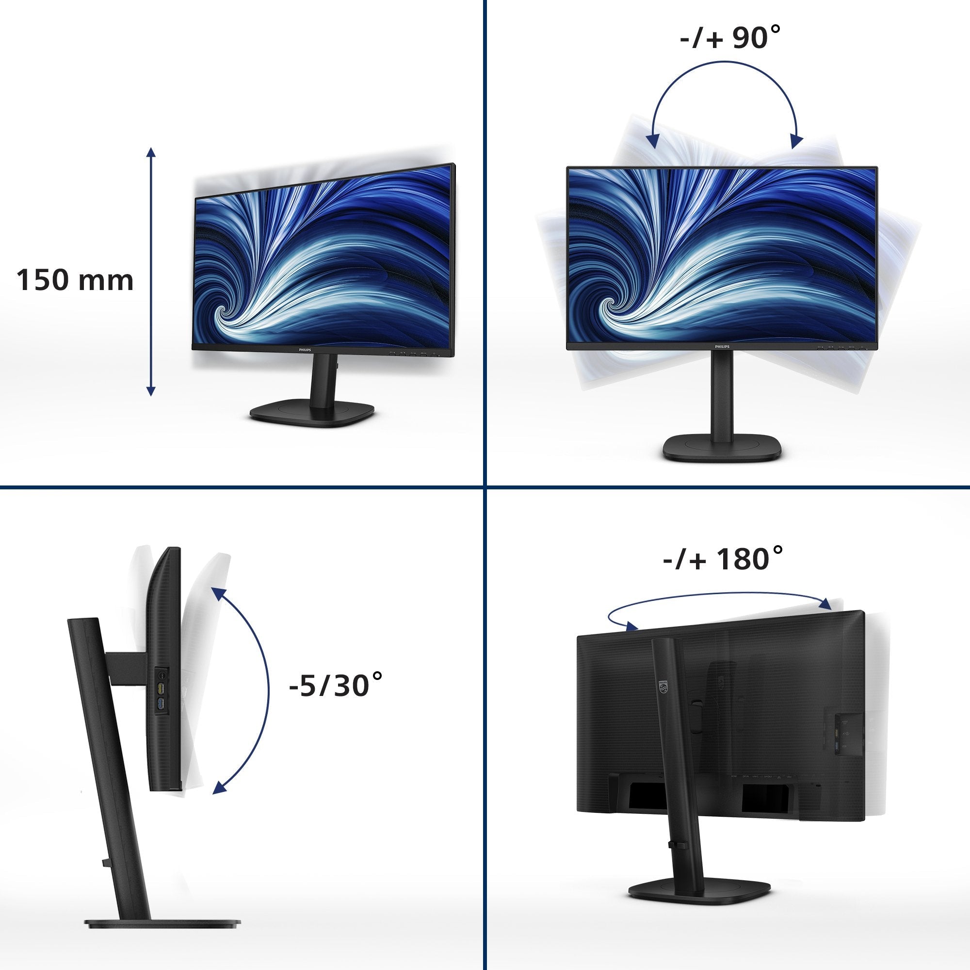 Monitor Philips 3000 Series 24b2u3301/00 23.8" 1920 X 1080 Pixeles Full Hd Lcd Negro