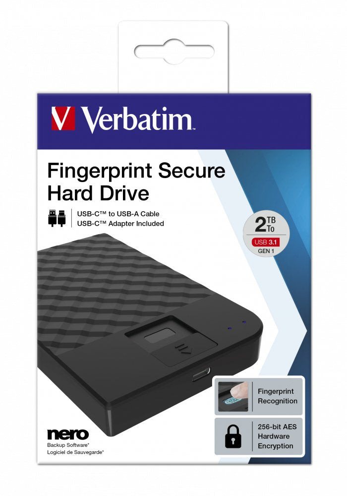 Verbatim Fingerprint Secure 2tb Usb 3.1 Gen 1 Usb-C 2,5