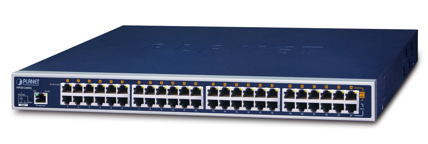 EAN 4711213688188 - PLANET HPOE2400G switch Gestionado Gigabit Ethernet (10/100/1000) Energía sobre Ethernet (PoE) 1U Azul imagen 1