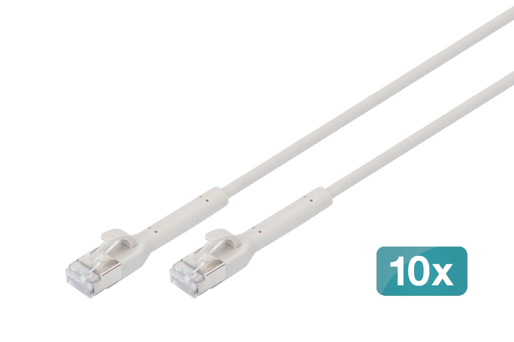 Cable De Conexión En Ángulo Cat 6a F-Ftp, Ku,Tpe-Lszh Awg 32/7, Longitud 1 M, Gris, 10 Piezas.