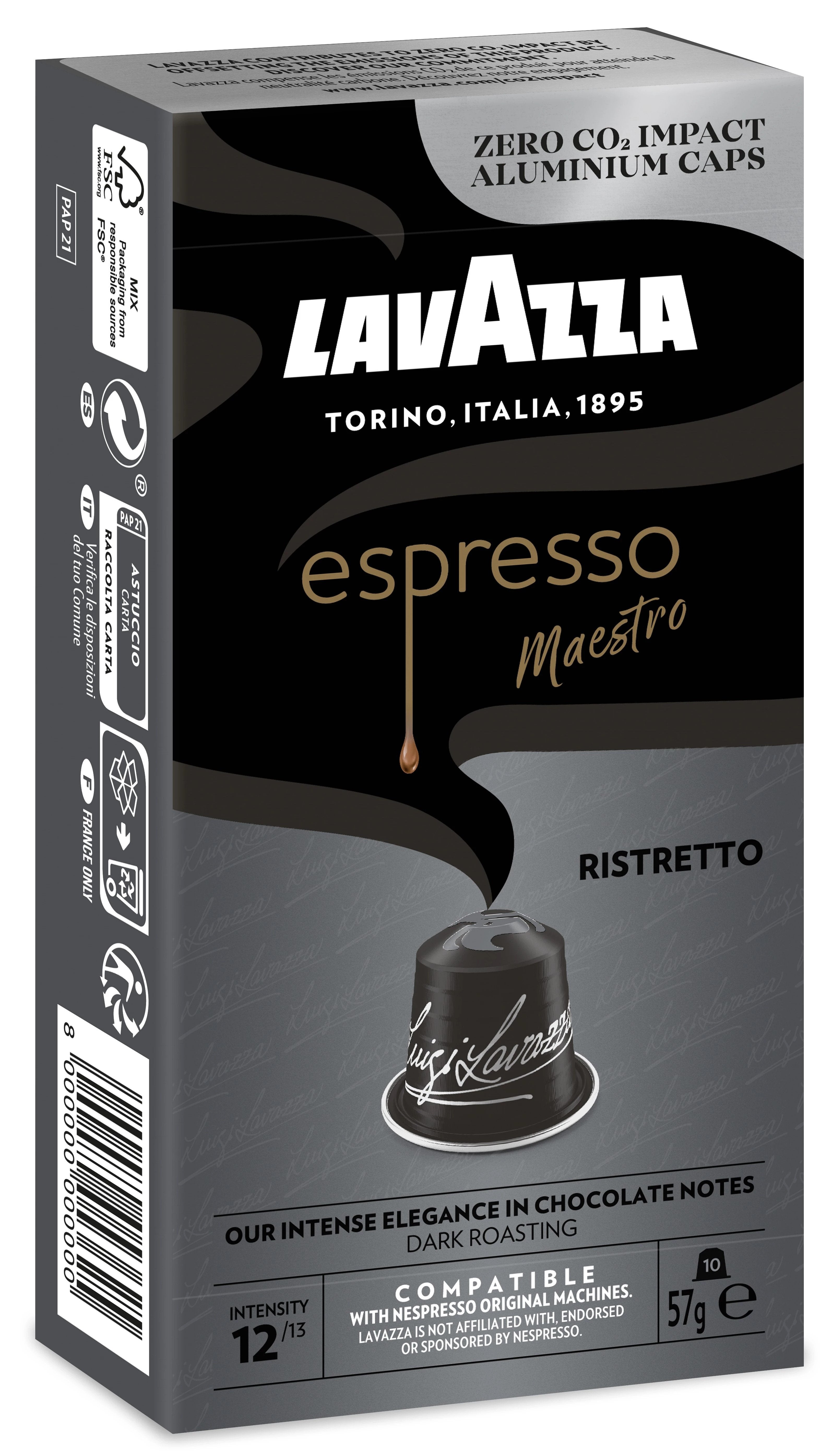 EAN 8000070053564 - Lavazza Espresso Maestro Ristretto Cápsula de café Tueste oscuro 10 pieza(s) imagen 1