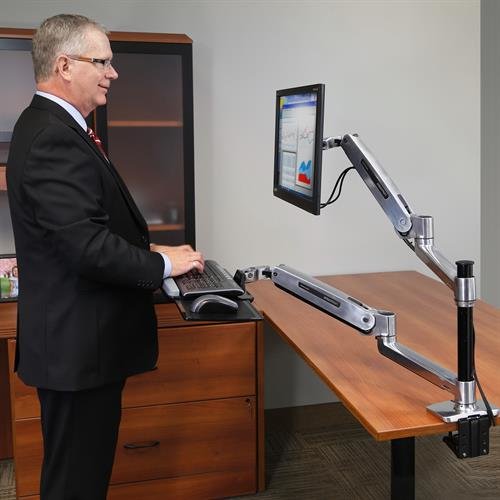 Ergotron Workfit-Lx Sitz-Steh-Tischmontagesystem Lcd Und Tastaturschwenkarm Lcd Bis 106cm 42zoll 3,2-11,3kg.