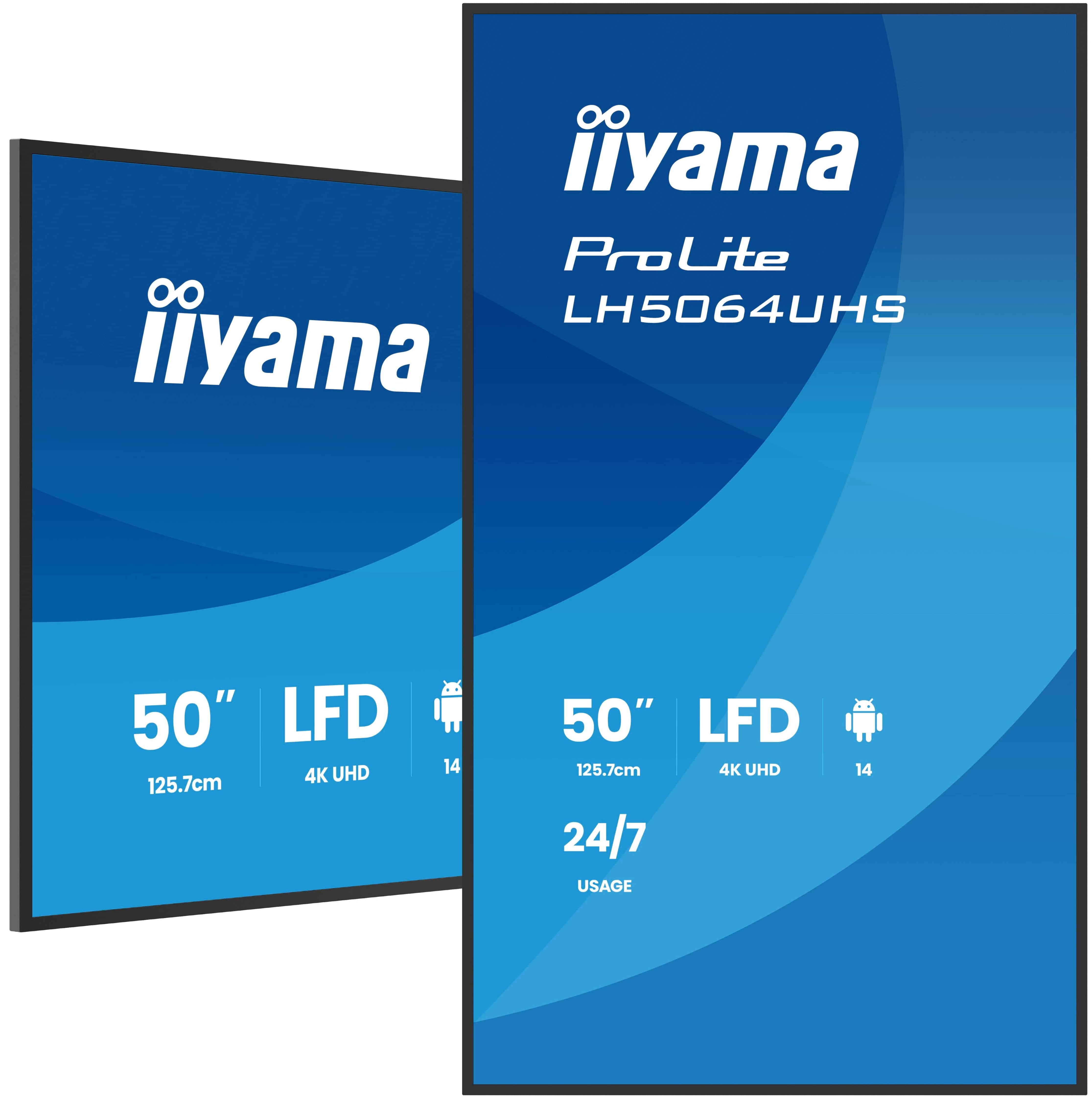 Iiyama Lh5564uhs-B1ag Pantalla Plana Para Señalización 55" Wifi 500 Cd / M² 4k Ultra Hd Negro Android