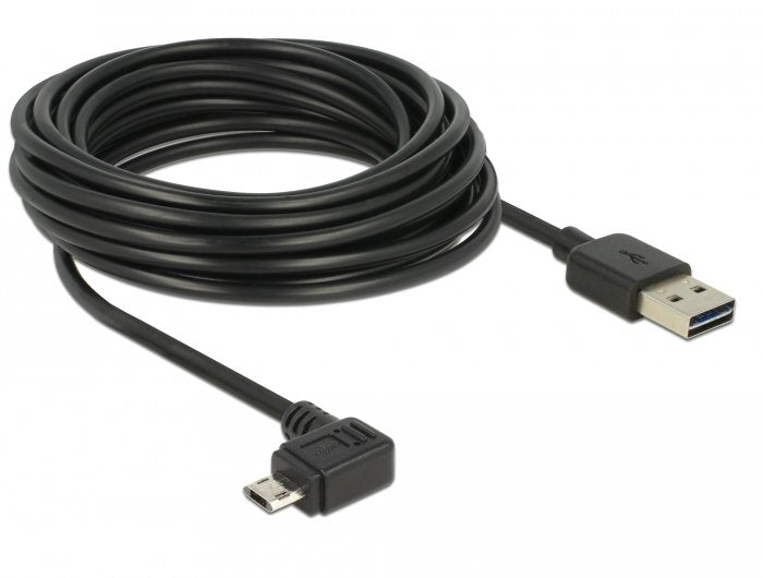 Delock Cable Easy-Usb 2.0 Typ-A Stecker > Easy-Usb 2.0 Typ Micro-B Stecker Gewinkelt Links Rechts 5 M Schwarz