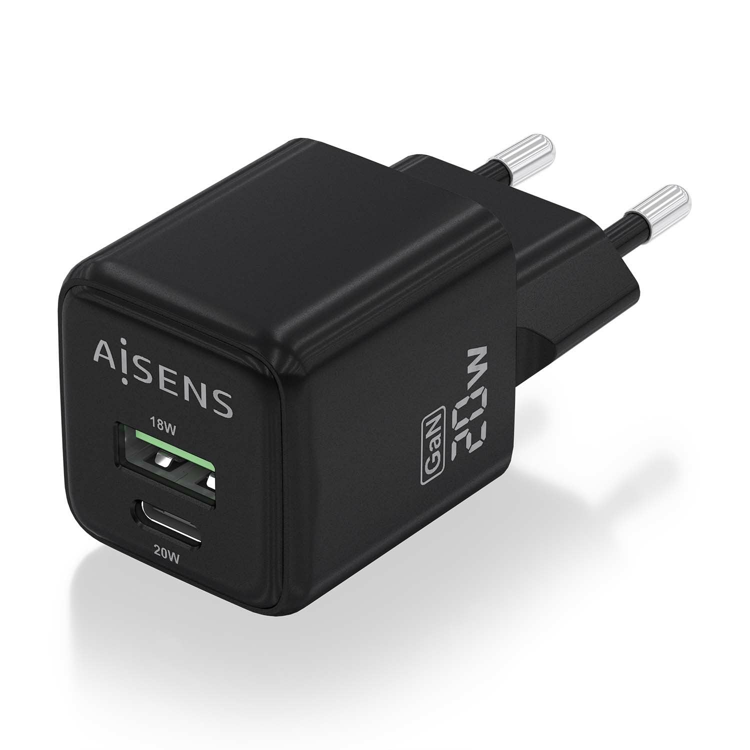 EAN 8436574709476 - AISENS ASCH-20W2P011-BK cargador de dispositivo móvil Universal Corriente alterna Carga rápida Interior imagen 2