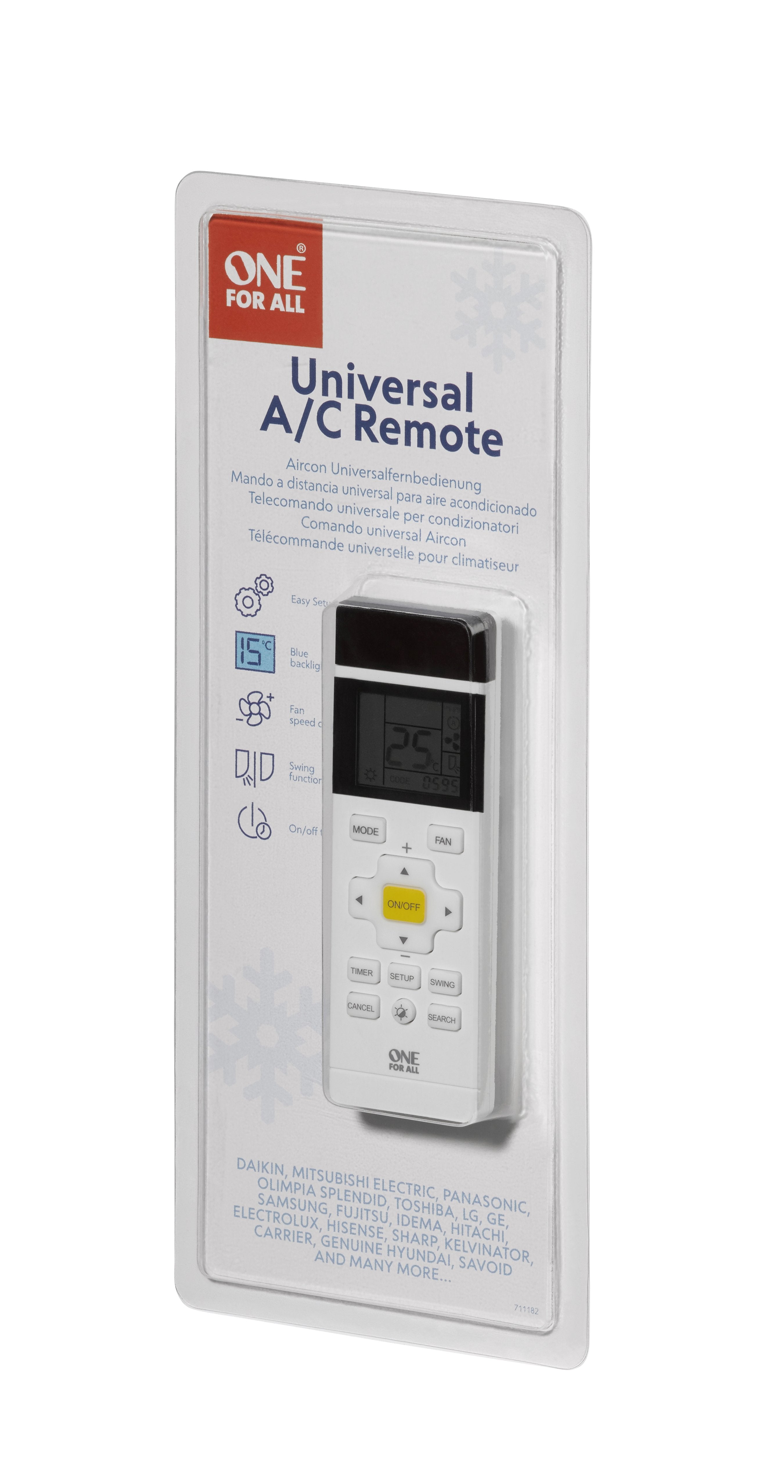 One For All Urc 1035 Mando A Distancia Ir Inalámbrico Aire Acondicionado Botones