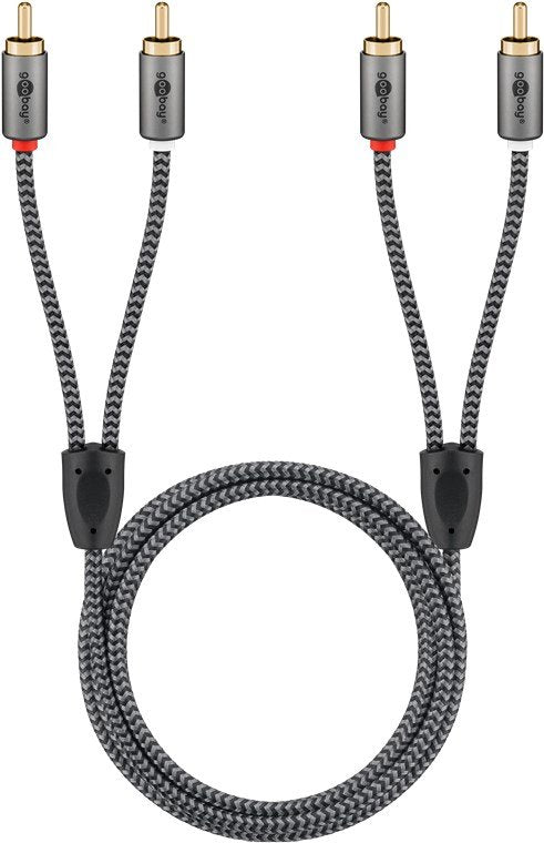 Goobay Más Cable De Cable Cinch Estereo Negro/Plateado, 5 Metros 65295