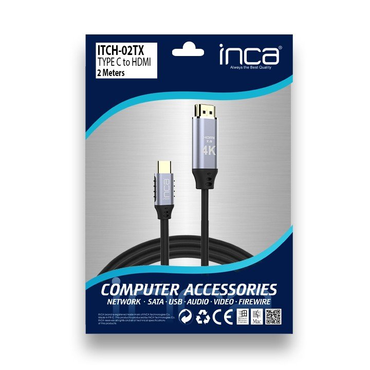 EAN 8681949010361 - Inca ITCH-02TX cable HDMI 2 m HDMI tipo A (Estándar) USB Tipo C Negro imagen 11
