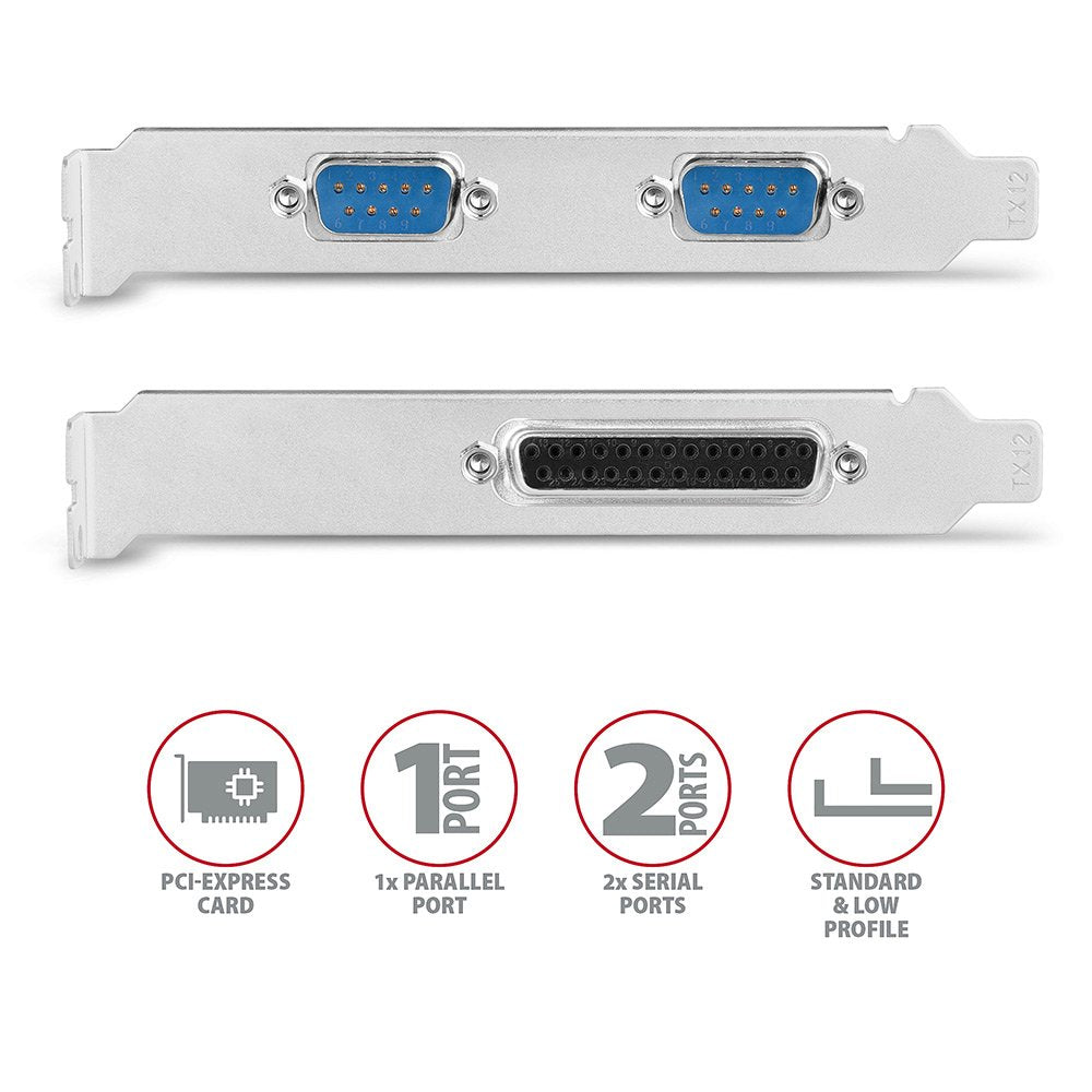 EAN 8595247905390 - Axagon PCEA-PSN PCIe-Adapter mit 1x Parallel-+ 2x Seriell-Ports - ASIX AX99100 tarjeta y adaptador de int imagen 3