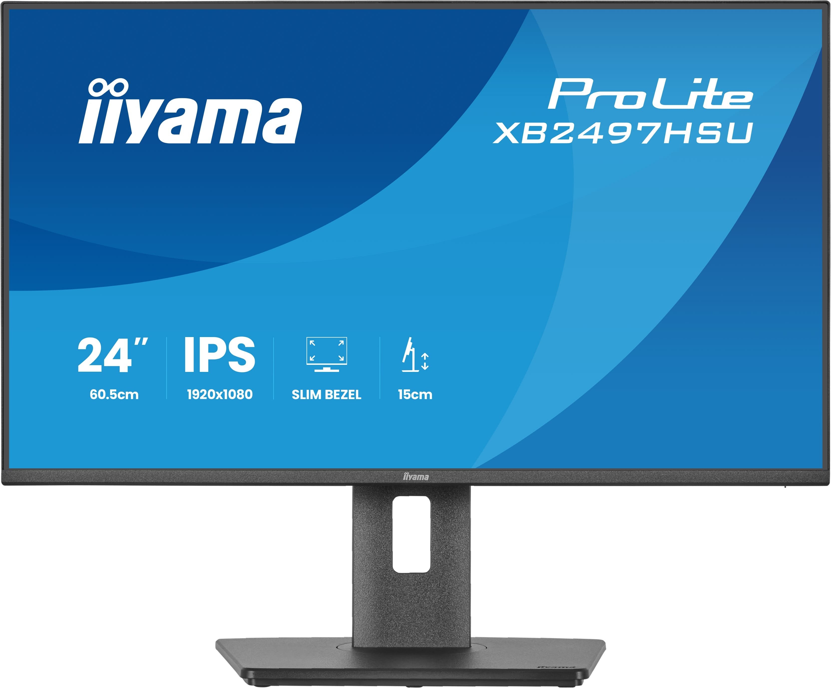 Iiyama Prolite Xb2497hsu-B1 (60.5 Cm (23.8 Zoll), Negro (Matt), Fullhd, Ips, Hdmi, Dp, Usb-Hub, Erg. Standfuss, 120hz Panel) Xb2497hsu-B1