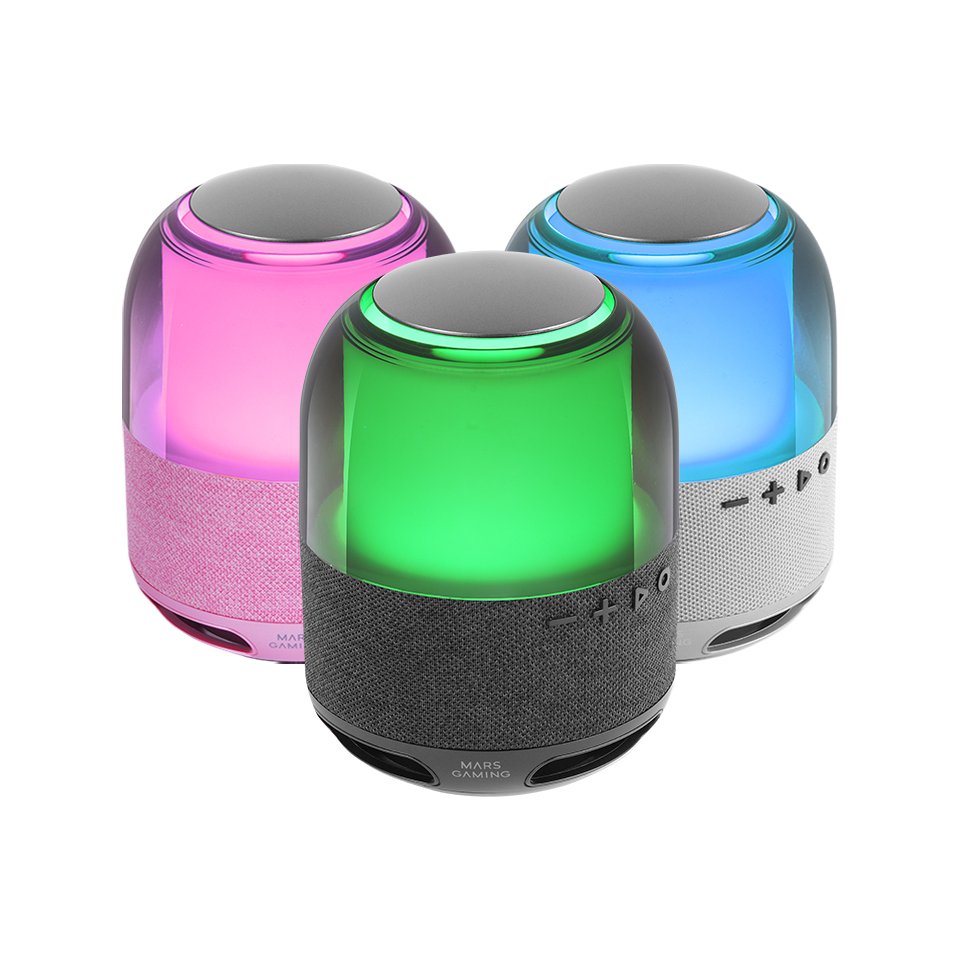 Altavoz Bluetooth Rgb Ms-Flow 360º Blanco Mars Gaming 15w/ Bluetooth 5.3, Microsd/ Iluminación Rgb 360º/ Batería De 2000mah
