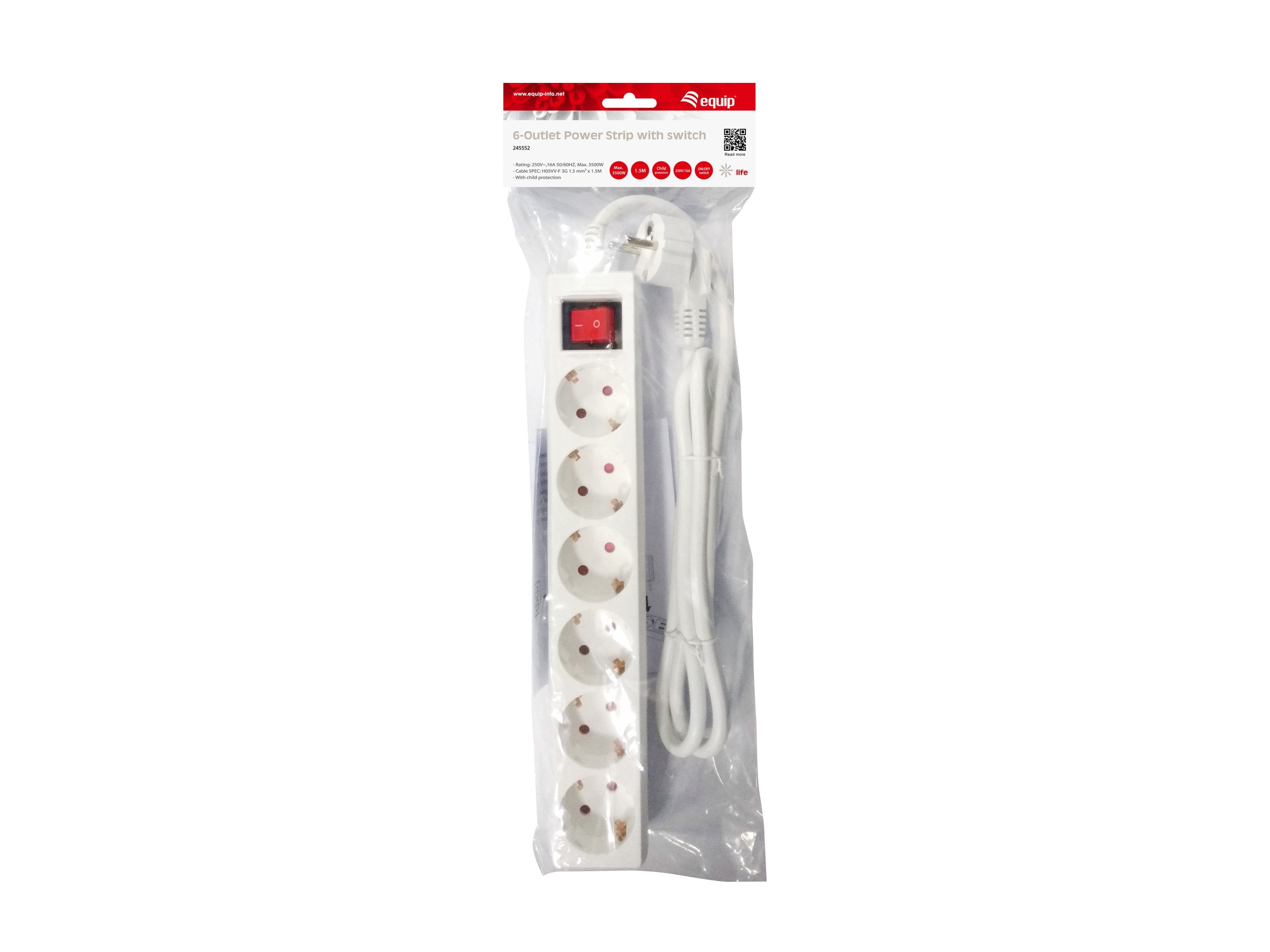 EAN 4015867222041 - Equip 245552 base múltiple 1,5 m 6 salidas AC Interior Blanco imagen 4