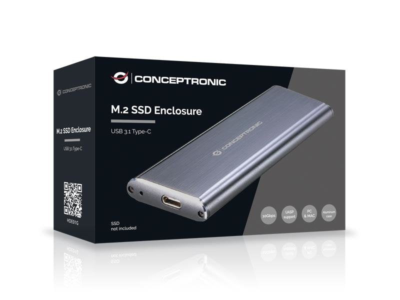 Caja Externa Conceptronic Ssd M.2 Usb 3.1 Aluminio Tipo C *No Admite Ssd Pcie Nvme M.2