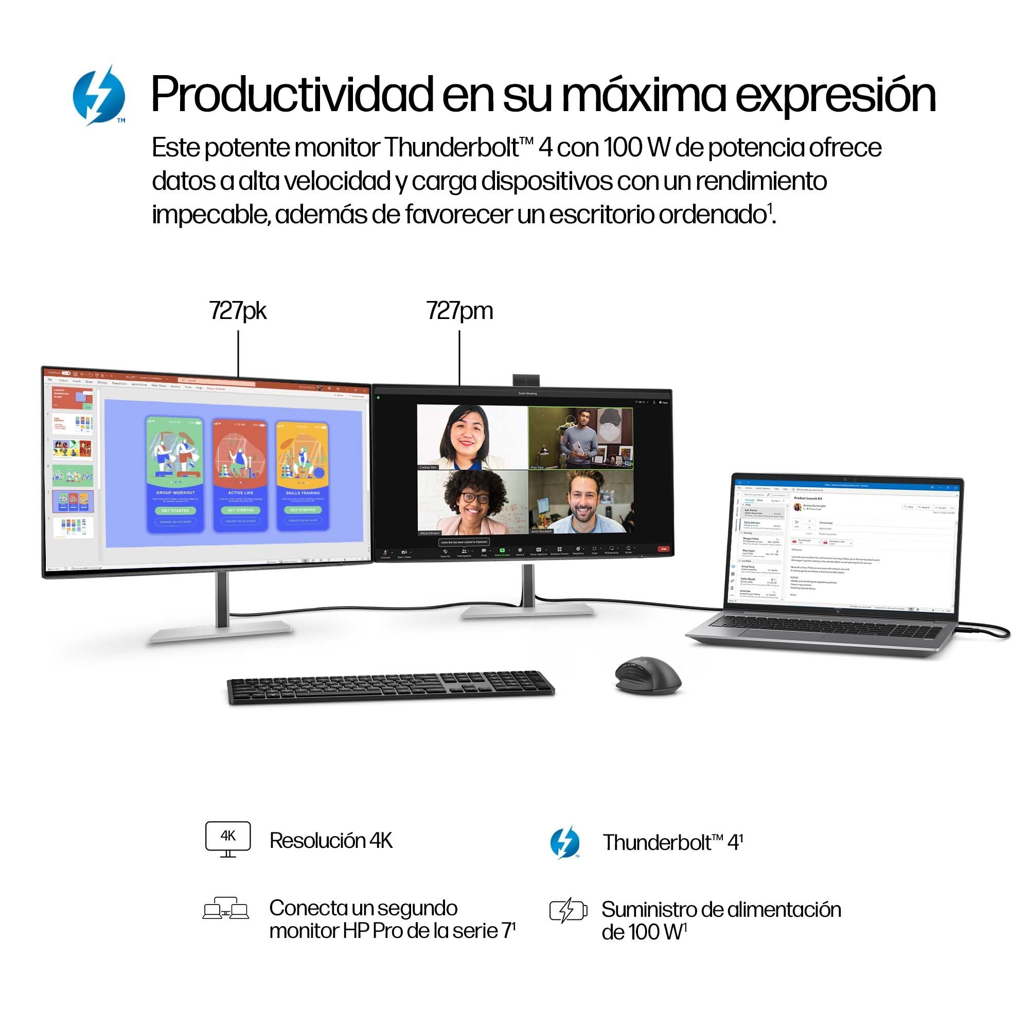 EAN 5715063748862 - HP Series 7 Pro 27 inch 4K Conferencing Monitor - 727pm pantalla para PC 68,6 cm (27") 3840 x 2160 Pixele imagen 6