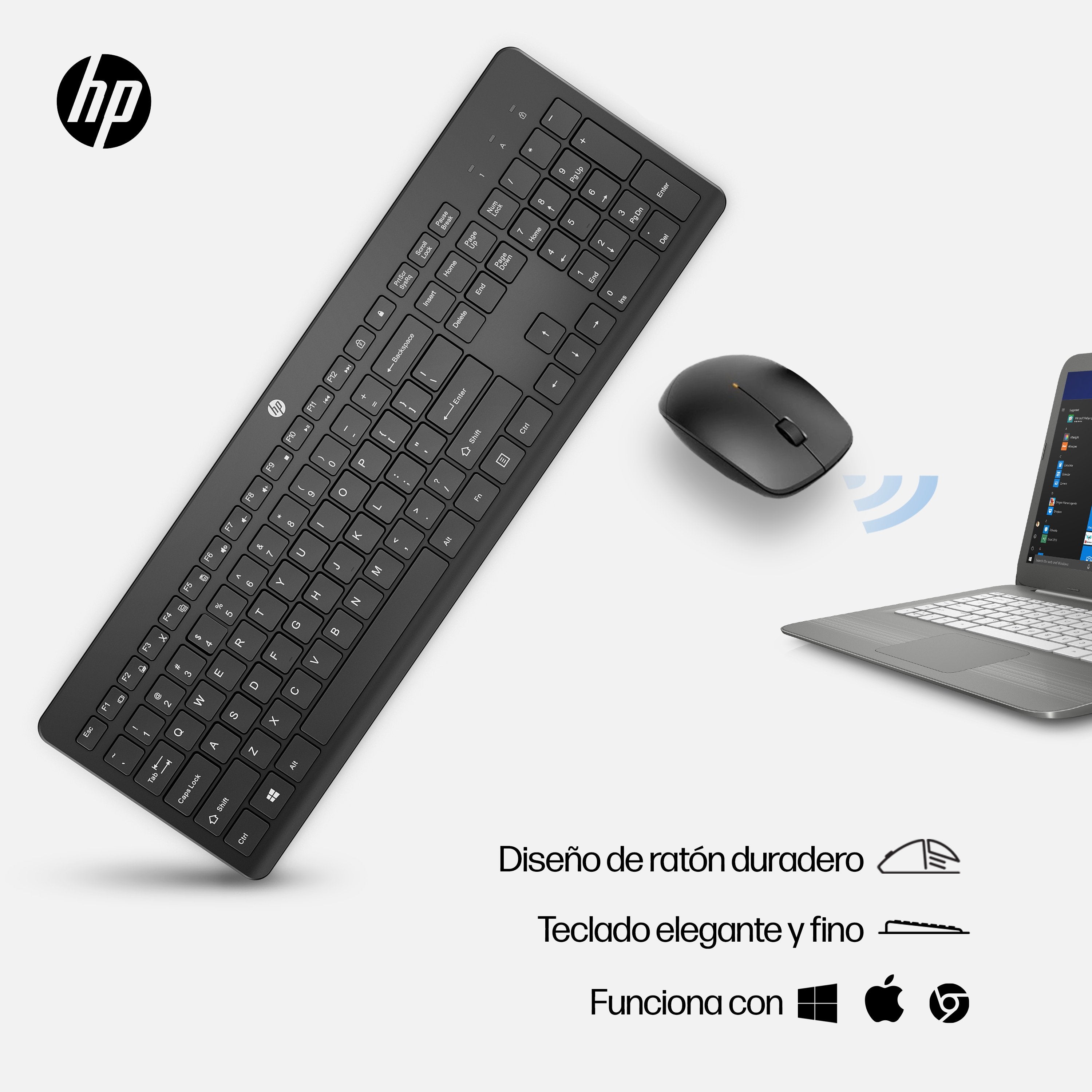 EAN 0195122118709 - HP 230 Wireless Mouse and Keyboard Combo teclado Ratón incluido Oficina RF inalámbrico Negro imagen 2