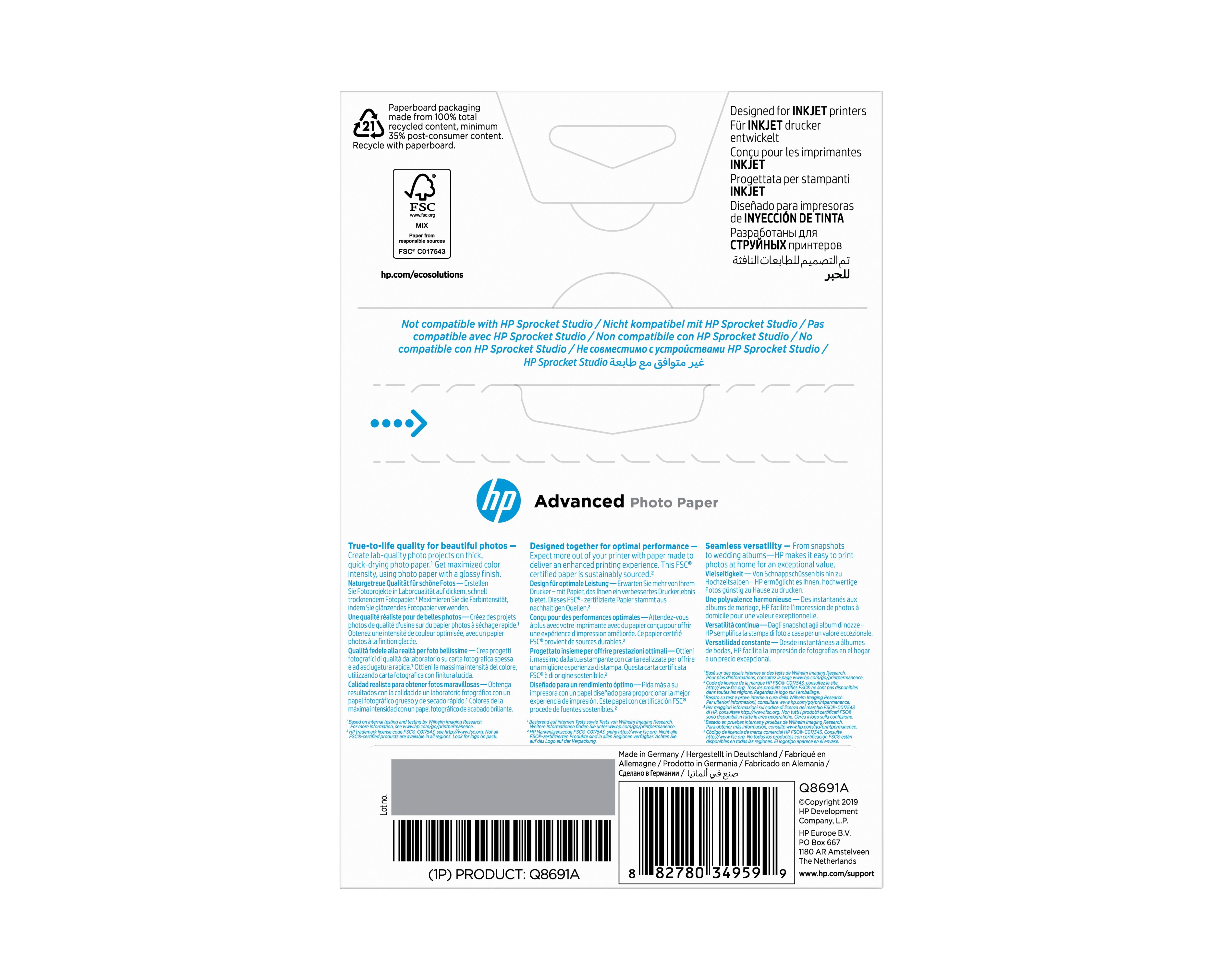 EAN 0882780349599 - HP Advanced Glossy Photo Paper-25 sht/10 x 15 cm borderless Blanco Brillo imagen 7