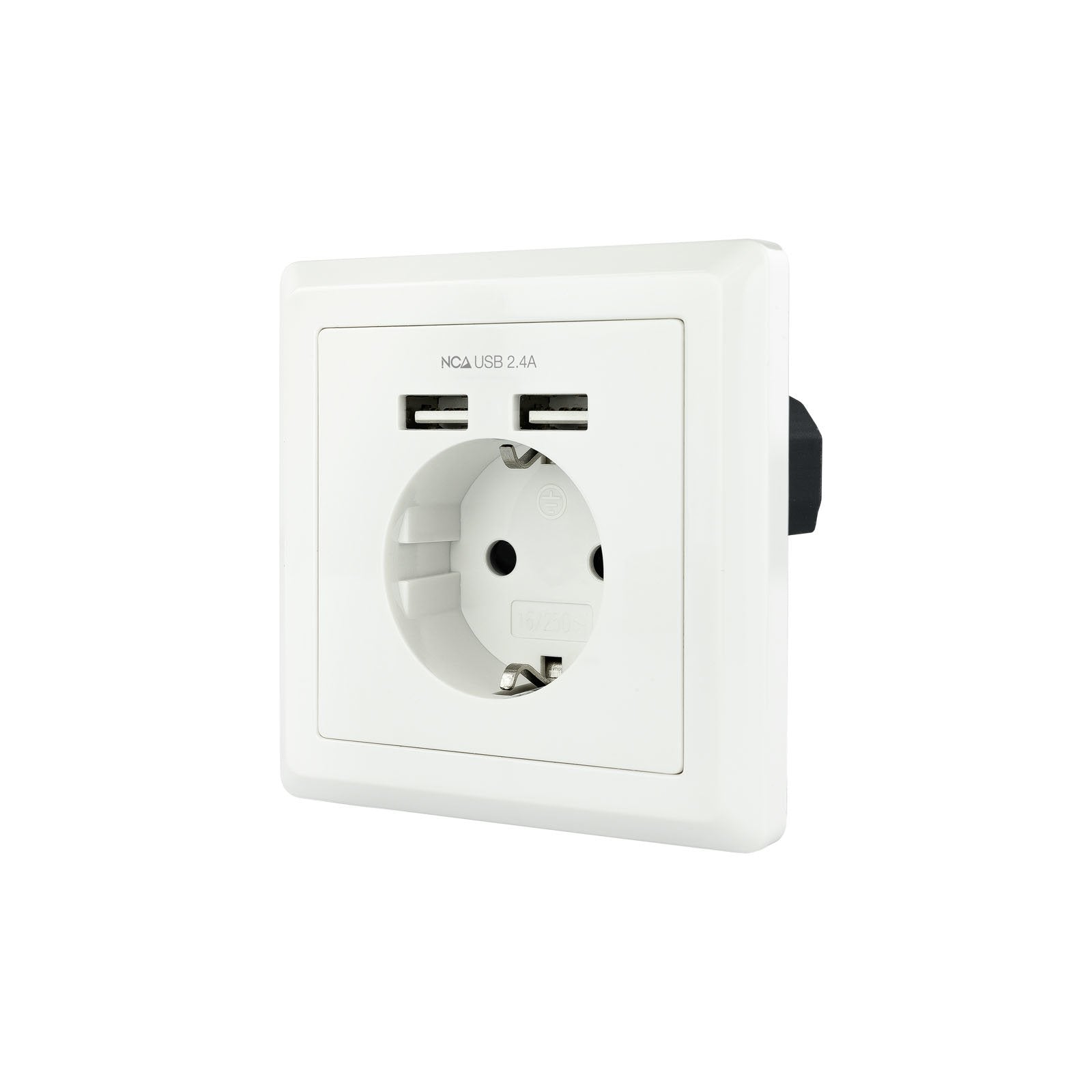 Nanocable Roseta Base De Enchufe De Pared Empotrable Tipo Schuko Con 2 Tomas Usb 2.4a - Blanco