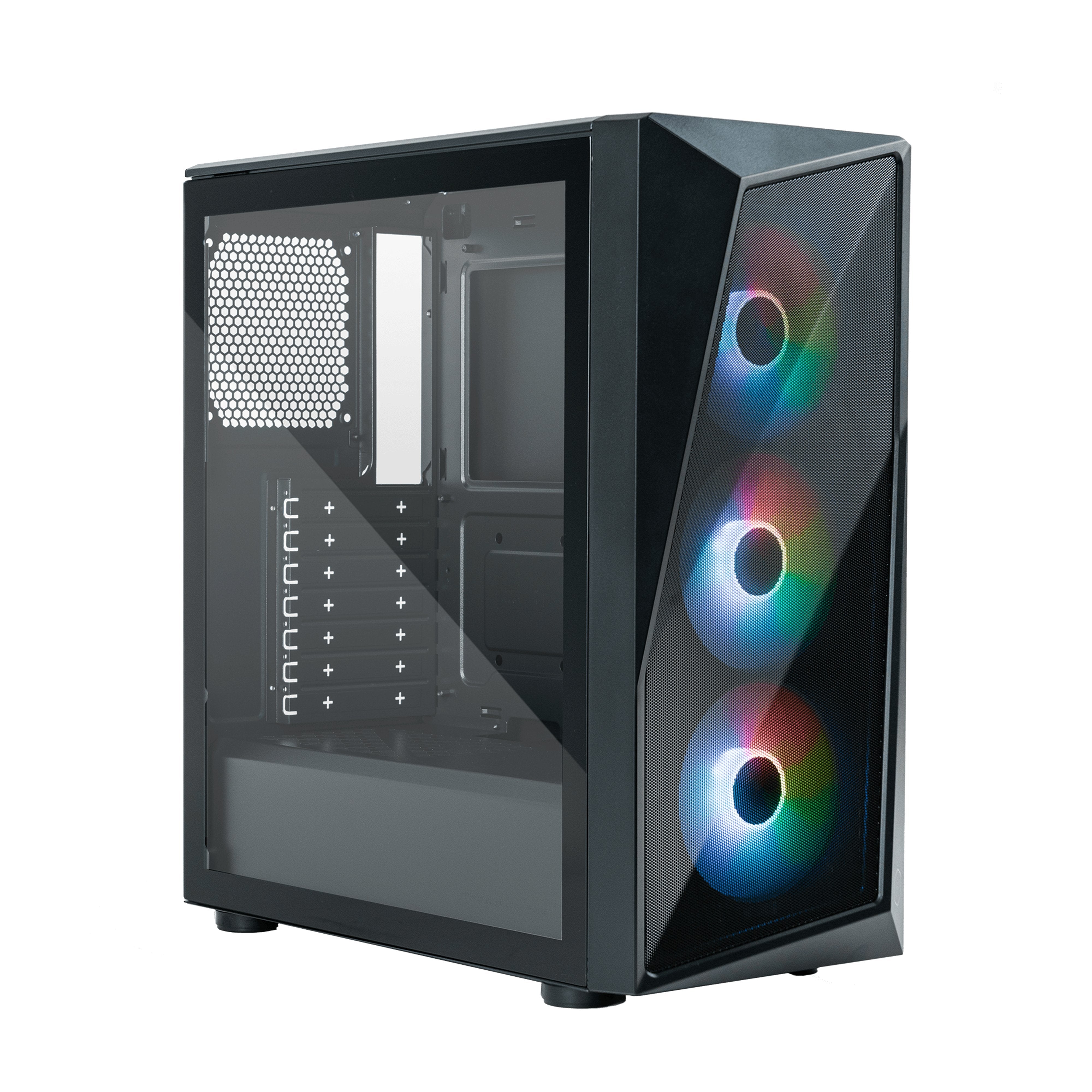 Caja Pc Cooler Master Cmp 520 Midi Tower Negro (Cooler Master Cmp 520 Case, Black, Mid Tower, 1 X Usb 3.2 Gen 1 Type-A, 1 X Usb 2.0, Tempered Glass Side Window Panel, Asymmetrical Mesh Geode Front Panel, 3 X Addressable Rgb Fans Included)