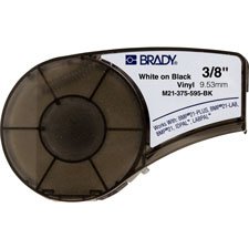 Brady M21-375-595-Bk Cinta De Etiquetas Original Vinilo - Texto Blanco Sobre Fondo Negro - Ancho 9.53mm X 6,40m