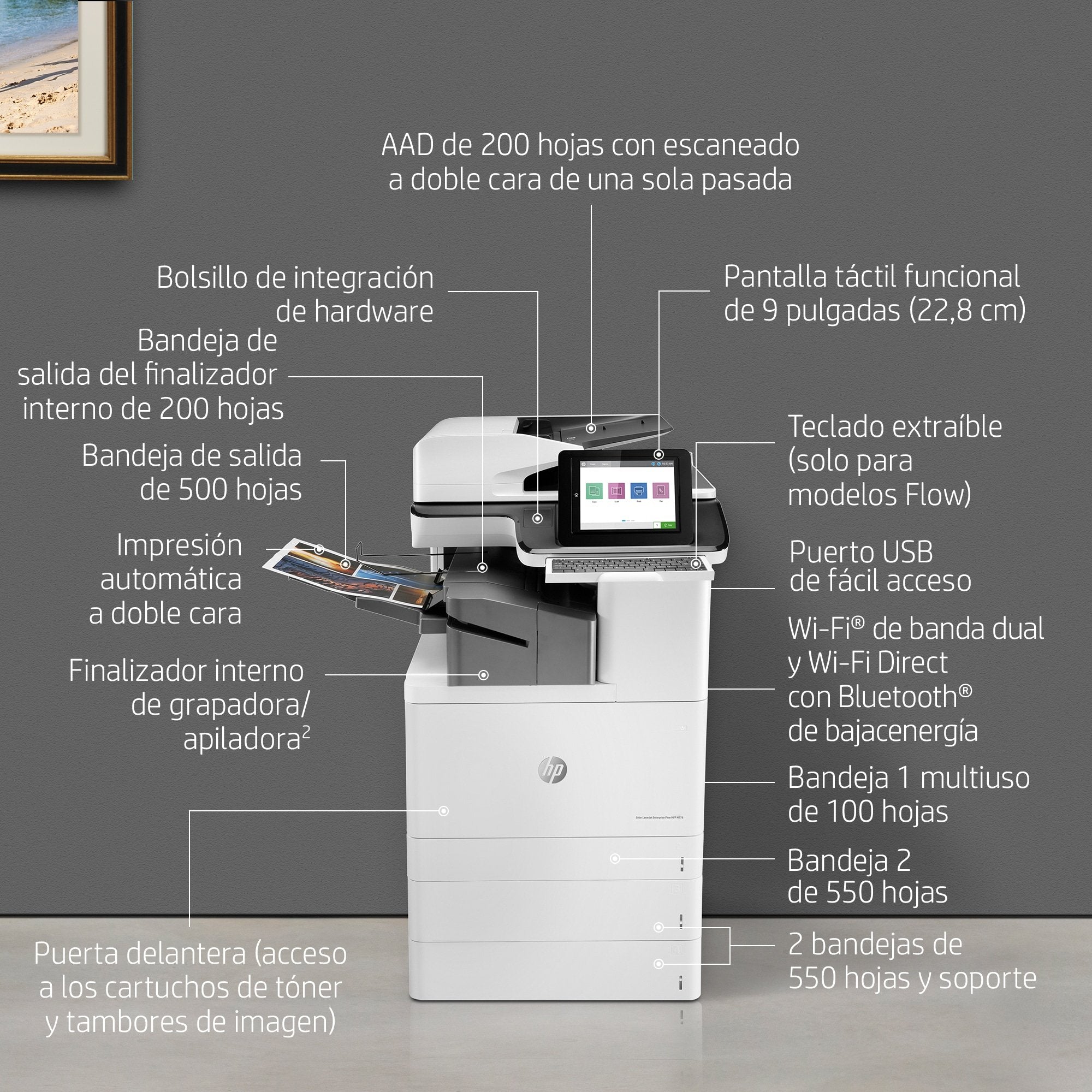 EAN 193015438101 - HP Color LaserJet Enterprise Flow MFP M776zs Laser A3 1200 x 1200 DPI 46 ppm Wifi imagen 9