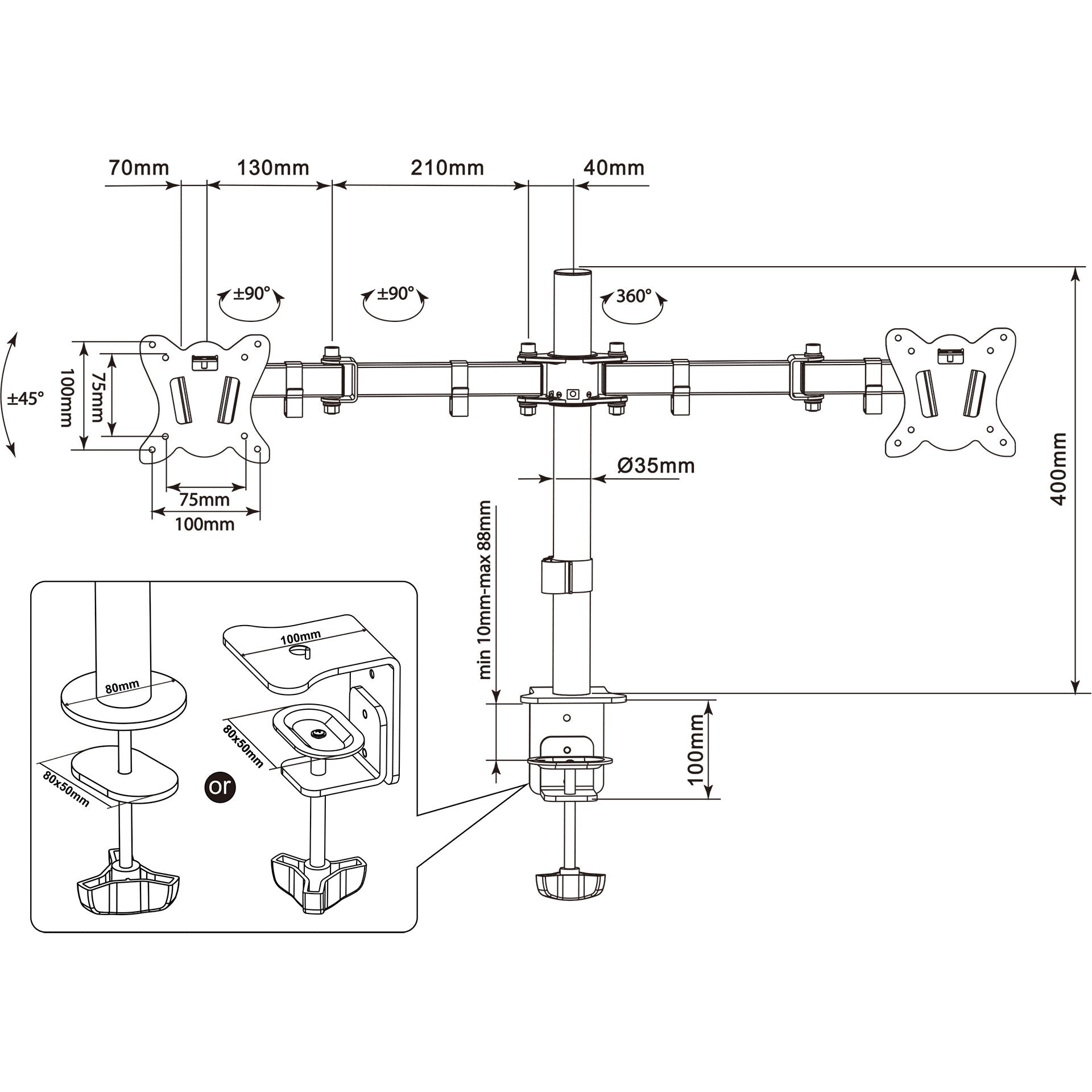 EAN 5901811404085 - Montis Uchwyt monitorowy podwójny Everest 13-27" MT015 68,6 cm (27") Escritorio Negro imagen 3