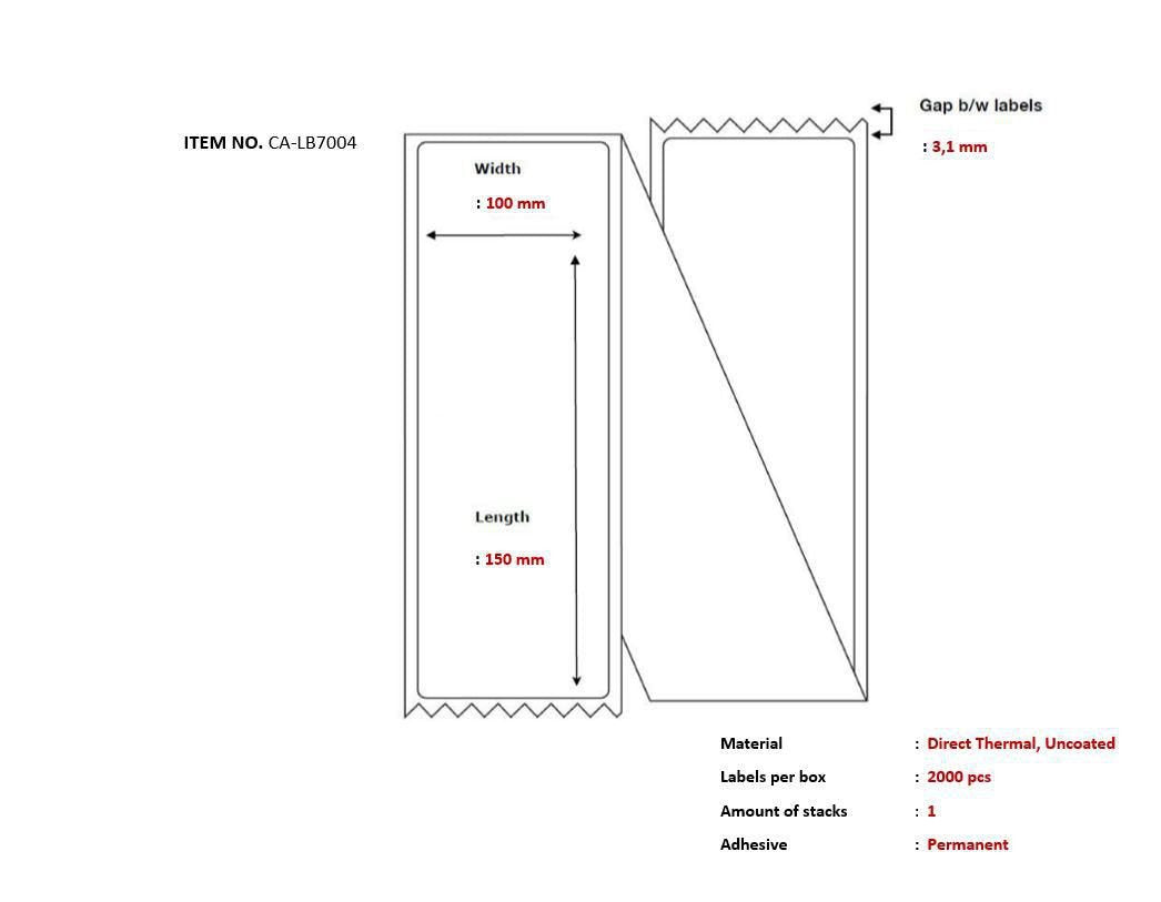 Ship-Label 100 X 150mm, Direct Thermal, Uncoated,