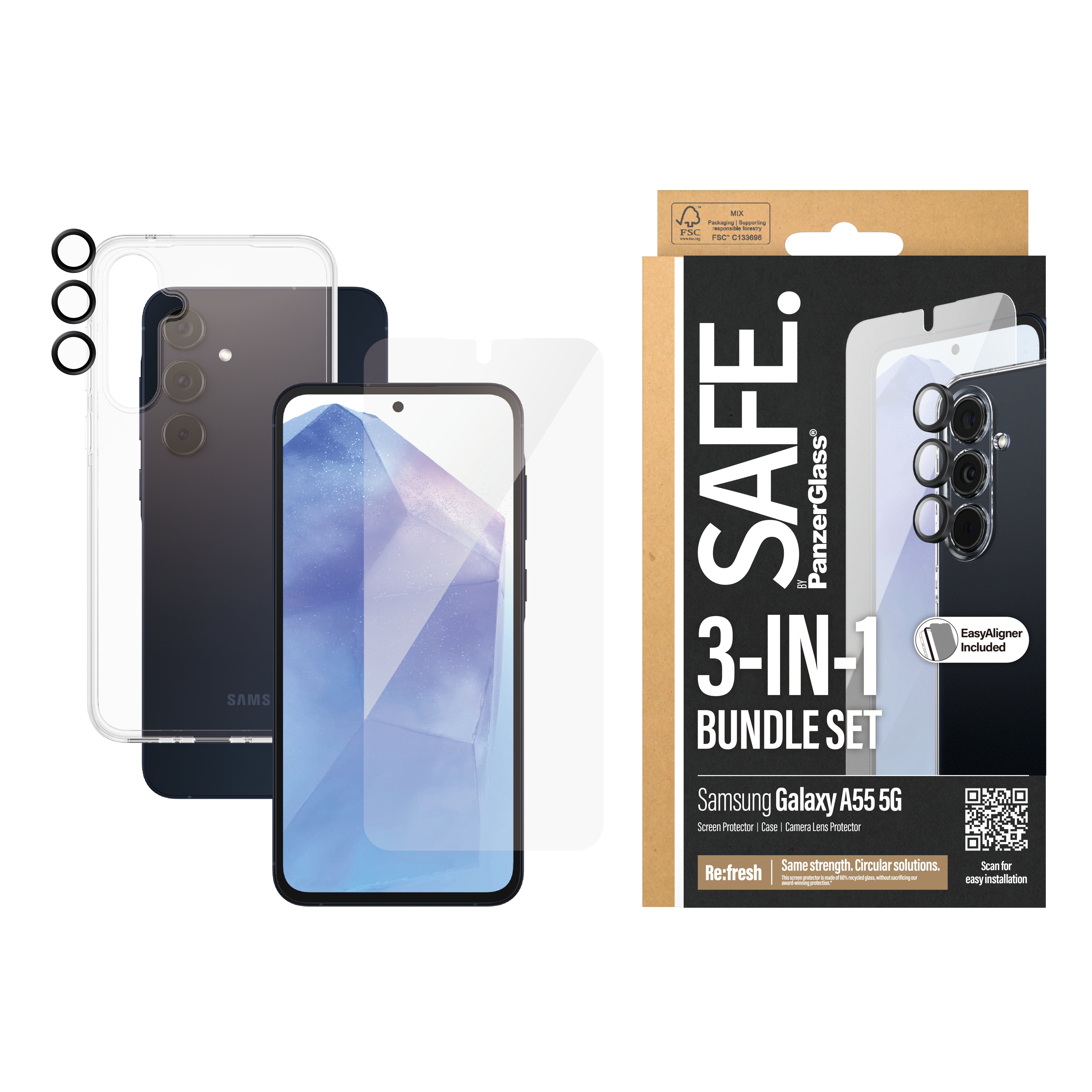 EAN 5711724256912 - PanzerGlass SAFE. by ® 3-in-1 Protection Bundle Samsung Galaxy A55 5G Protector de pantalla 1 pieza(s) imagen 2